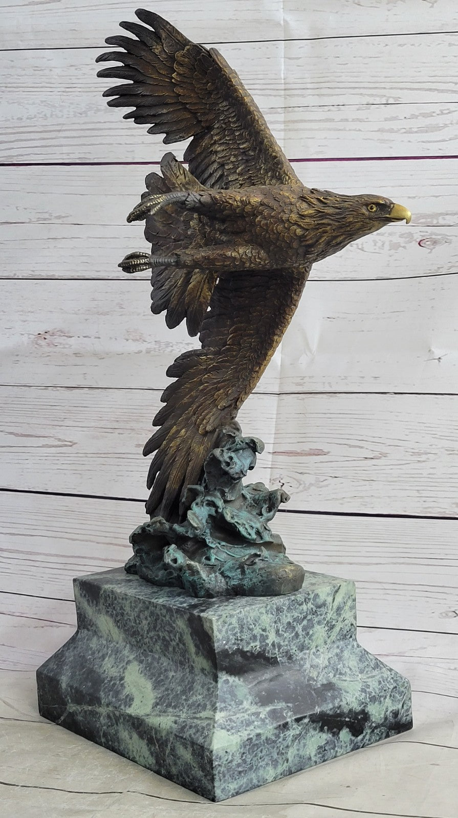 Bronze Sculpture Figure Signed Original Art Deco By Milo Large Eagle Statue