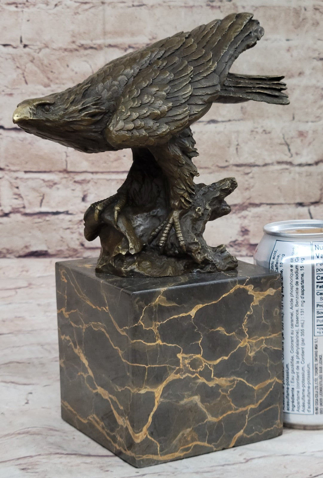 Bronze Sculpture Hand Made Bald Eagle Falcon Wildlife Statue Figure Sale
