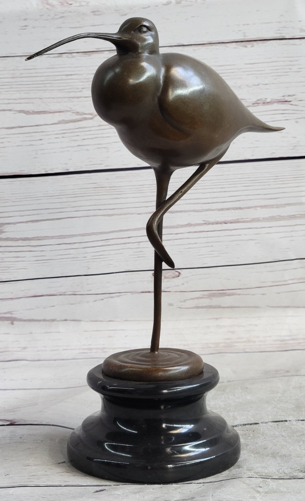 European Bronze Sculpture Egret Crane Heron Wetland Coastal Shorebird Figurine