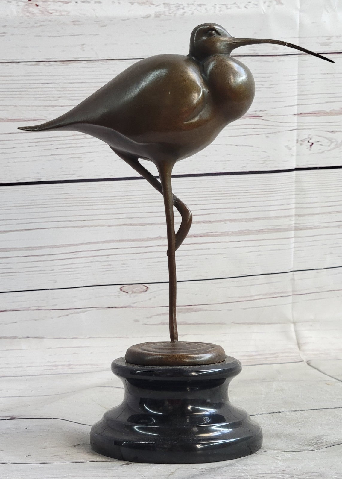 European Bronze Sculpture Egret Crane Heron Wetland Coastal Shorebird Figurine