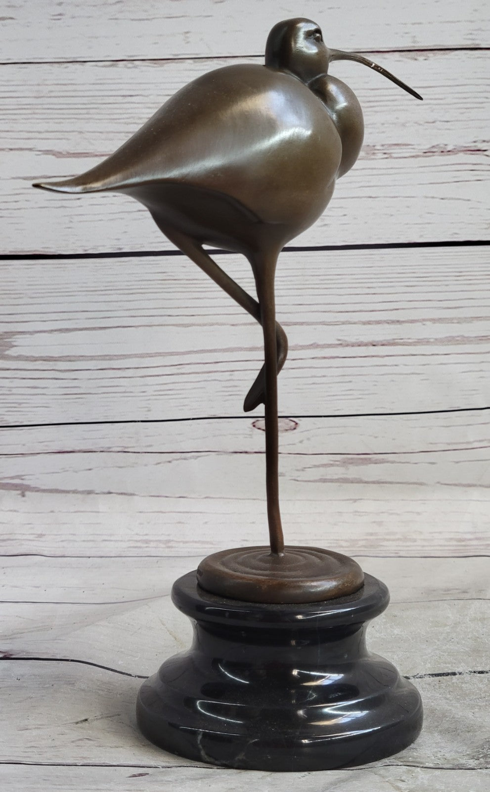 European Bronze Sculpture Egret Crane Heron Wetland Coastal Shorebird Figurine