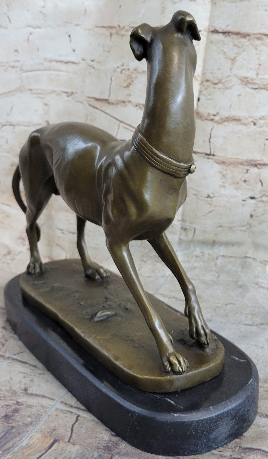 Bronze Sculpture by French Artesian Barye Animal Dog Greyhound Figurine Figure