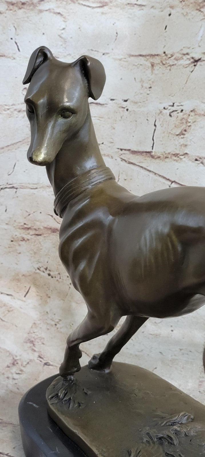 Bronze Sculpture by French Artesian Barye Animal Dog Greyhound Figurine Figure