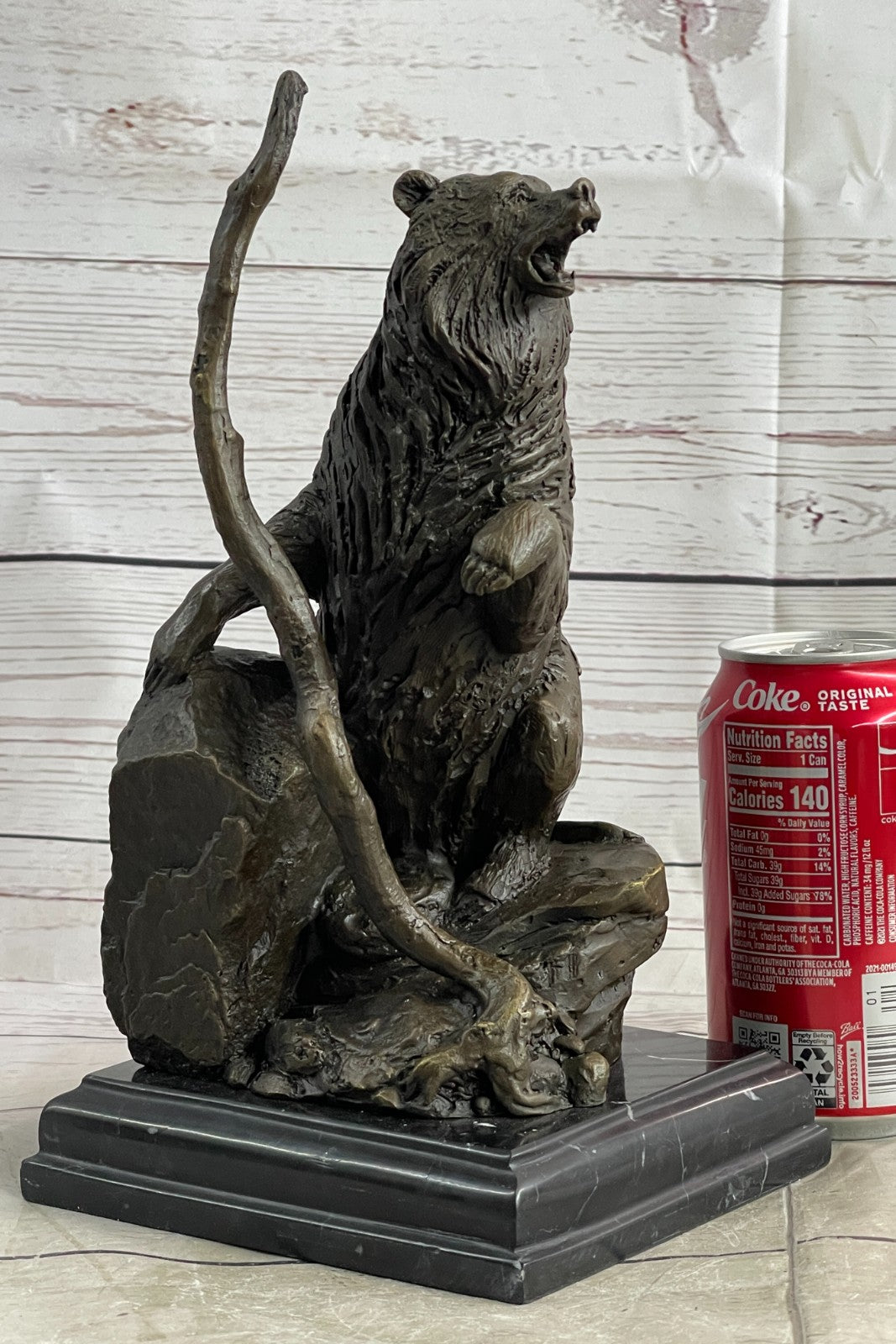 Handcrafted Detailed Wild Bear Ferocious Animal Hot Cast Bronze Sculpture Figure