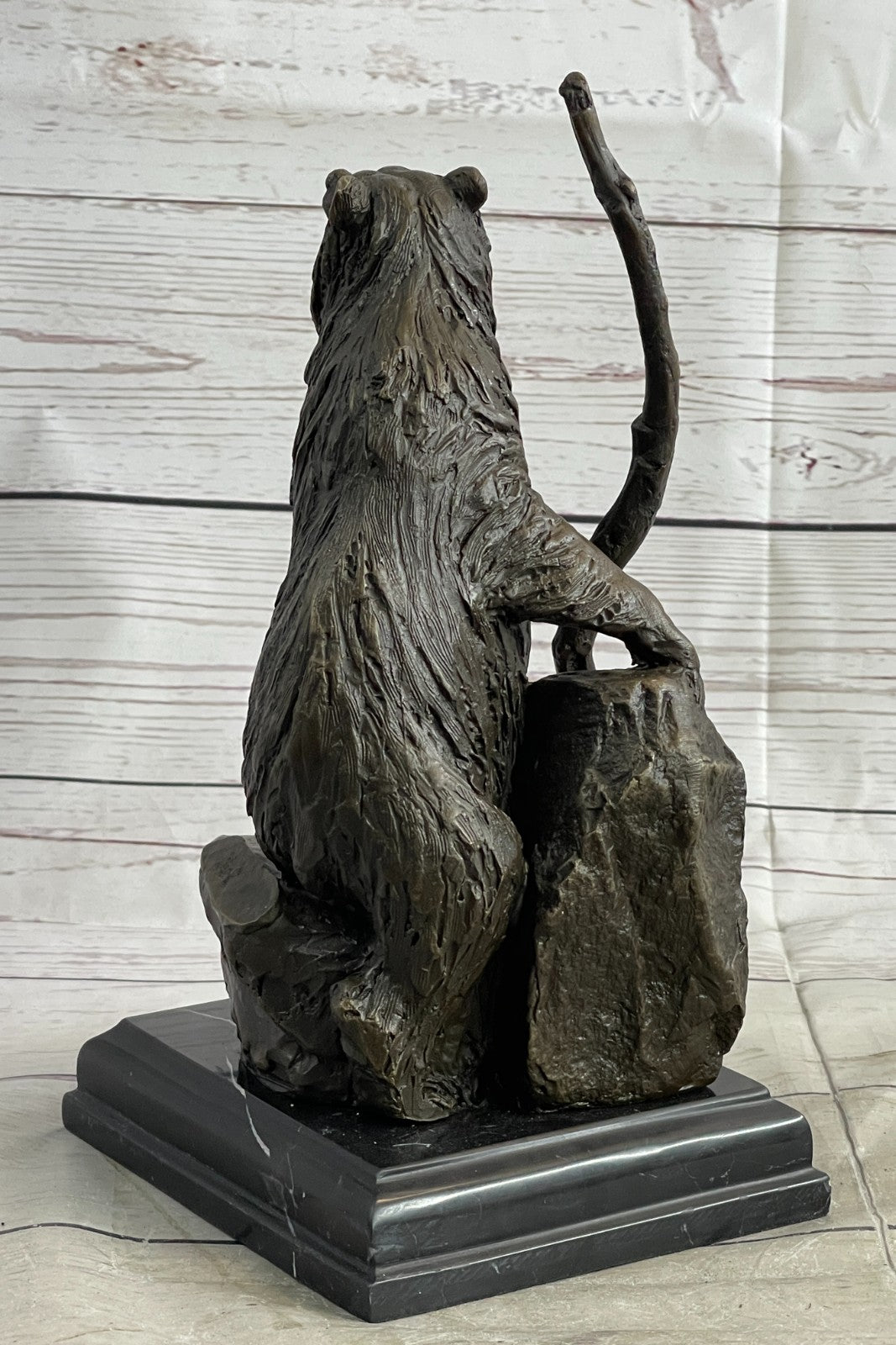 Handcrafted Detailed Wild Bear Ferocious Animal Hot Cast Bronze Sculpture Figure