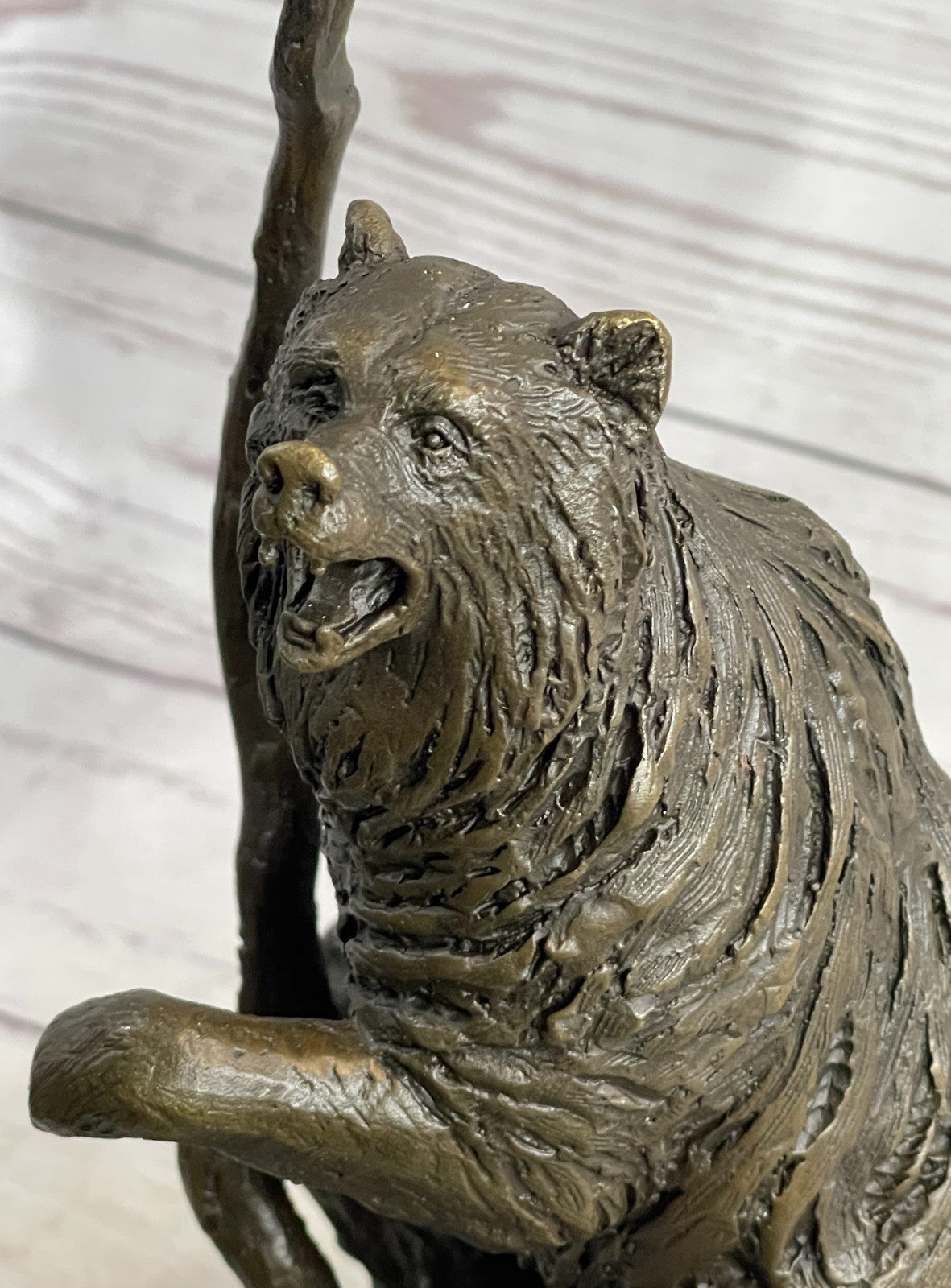 Handcrafted Detailed Wild Bear Ferocious Animal Hot Cast Bronze Sculpture Figure