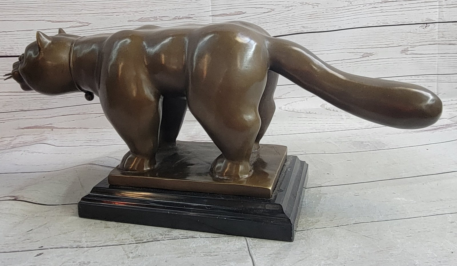 Handcrafted Detailed Botero Cat Huge Bronze Sculpture Classic Animal Sale Gift