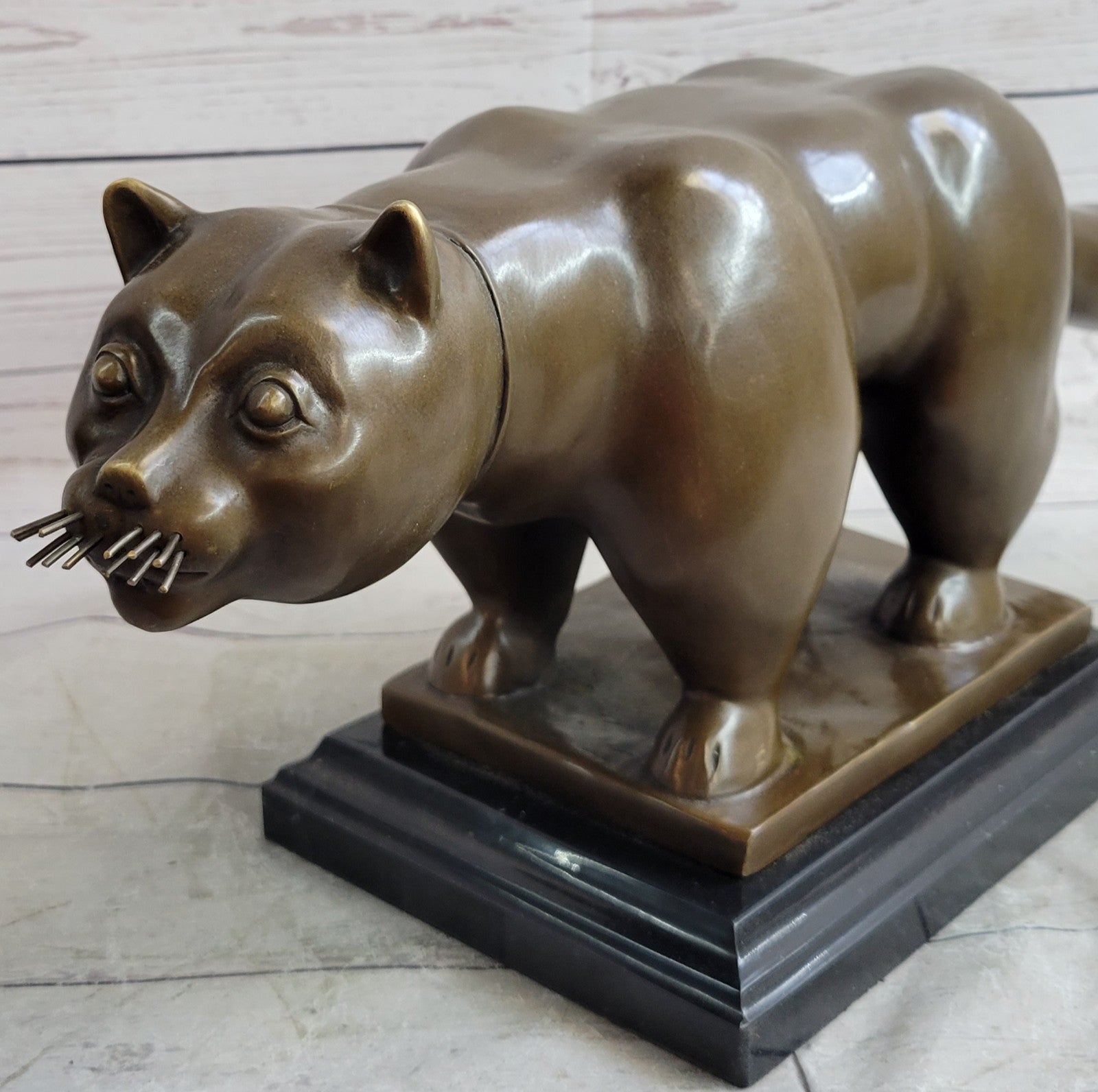 Handcrafted Detailed Botero Cat Huge Bronze Sculpture Classic Animal Sale Gift