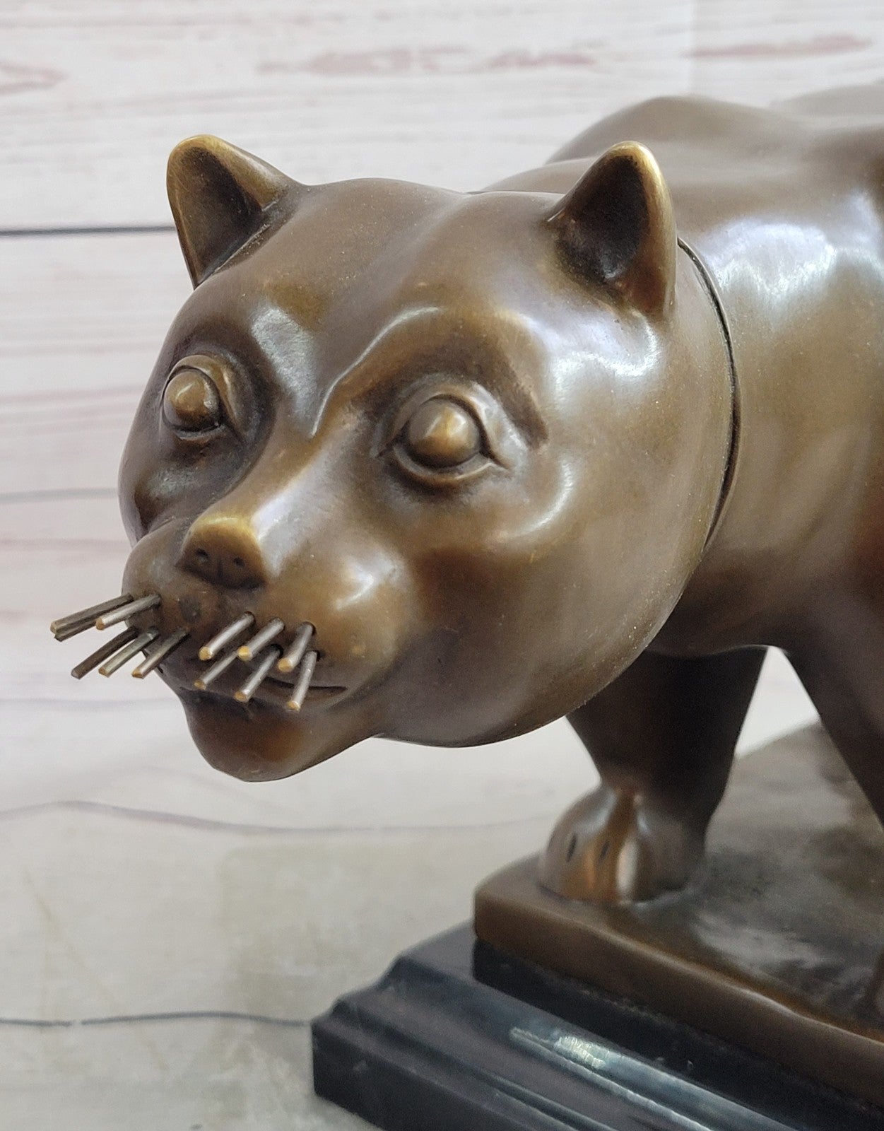 Handcrafted Detailed Botero Cat Huge Bronze Sculpture Classic Animal Sale Gift