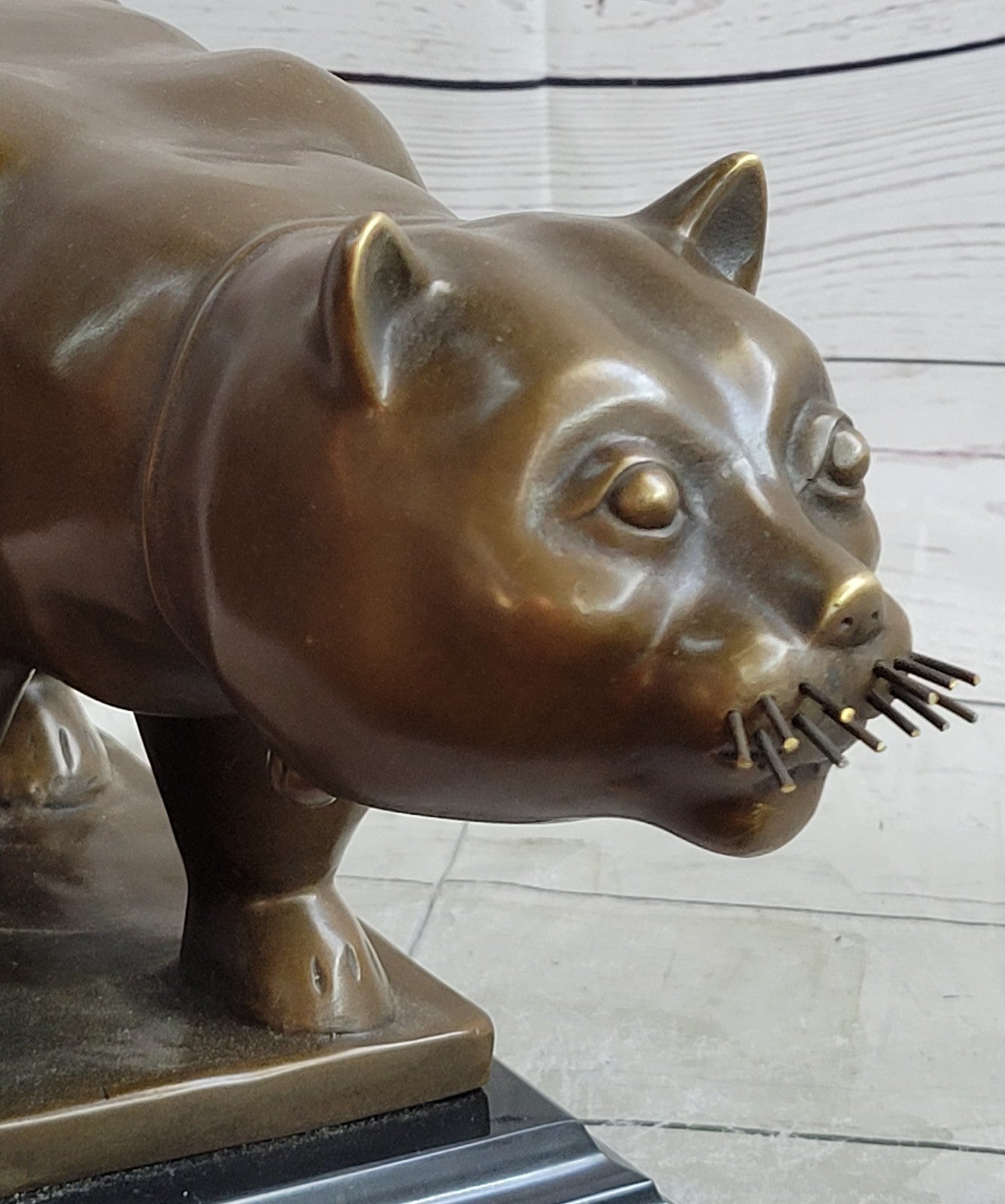 Handcrafted Detailed Botero Cat Huge Bronze Sculpture Classic Animal Sale Gift