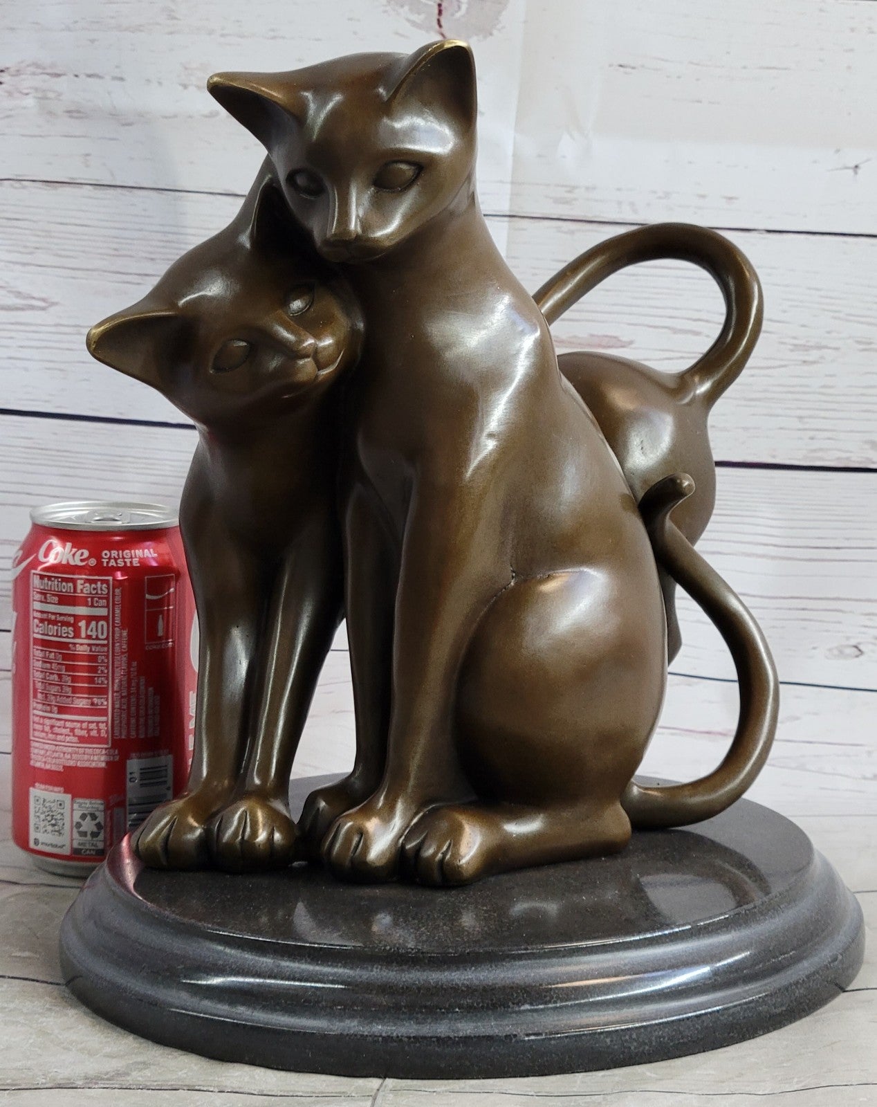 Hand Made European Made two Gorgeous Playful Cats Bronze Statue home and Garden