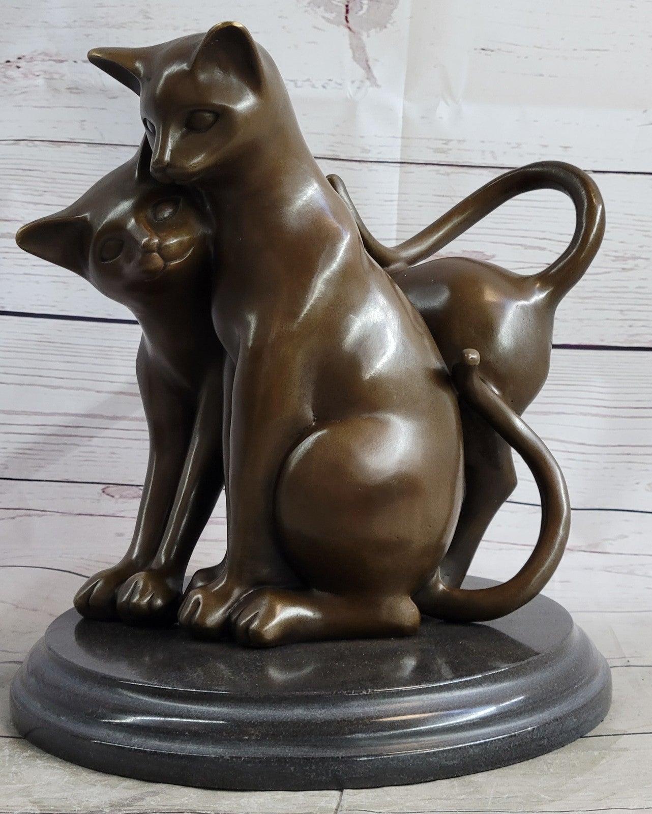 Hand Made European Made two Gorgeous Playful Cats Bronze Statue home and Garden