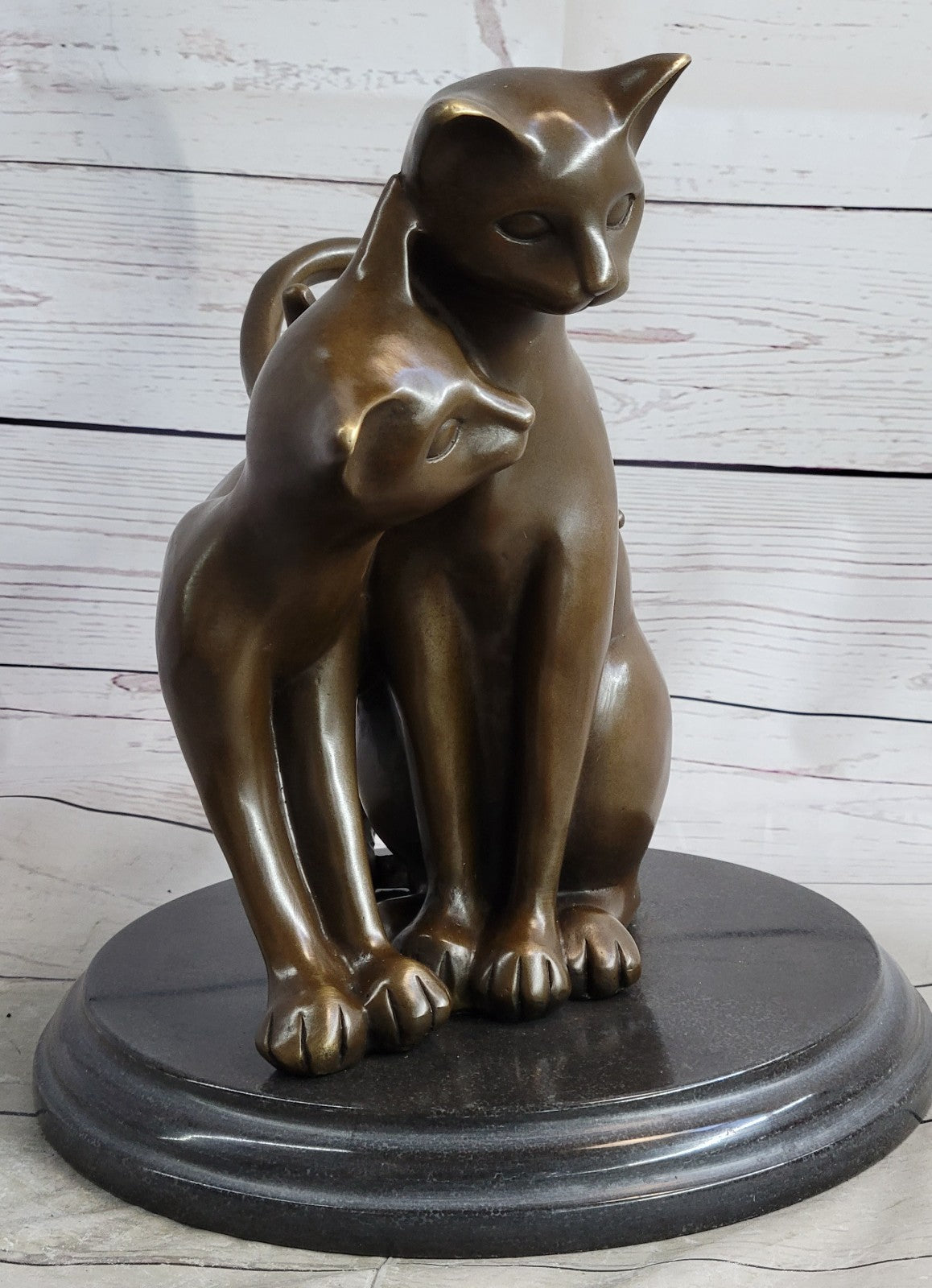 Hand Made European Made two Gorgeous Playful Cats Bronze Statue home and Garden