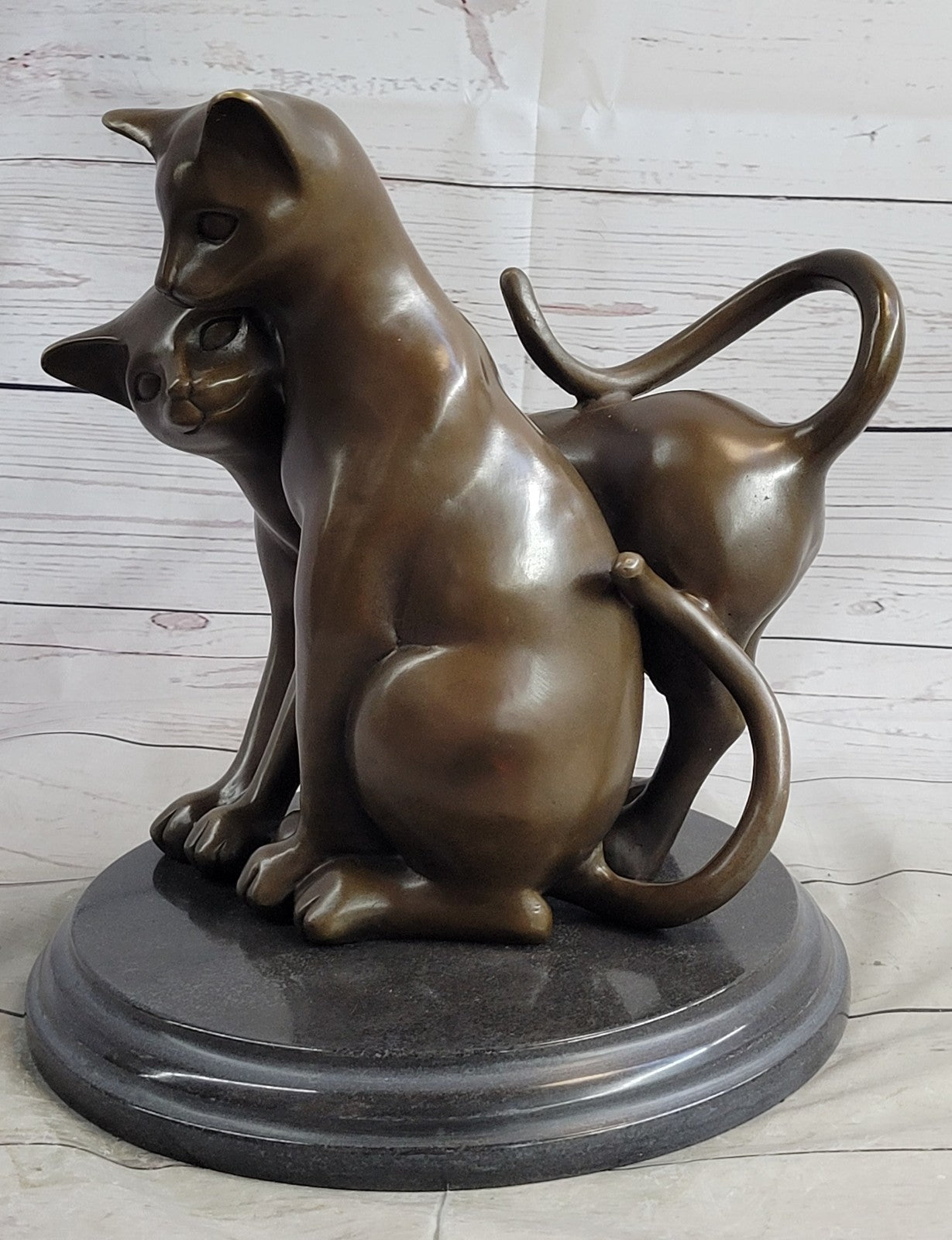 Hand Made European Made two Gorgeous Playful Cats Bronze Statue home and Garden