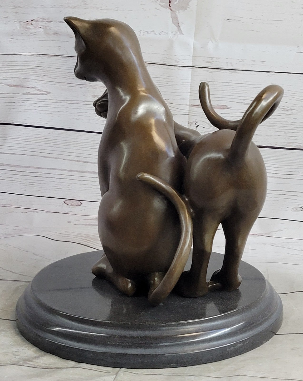 Hand Made European Made two Gorgeous Playful Cats Bronze Statue home and Garden