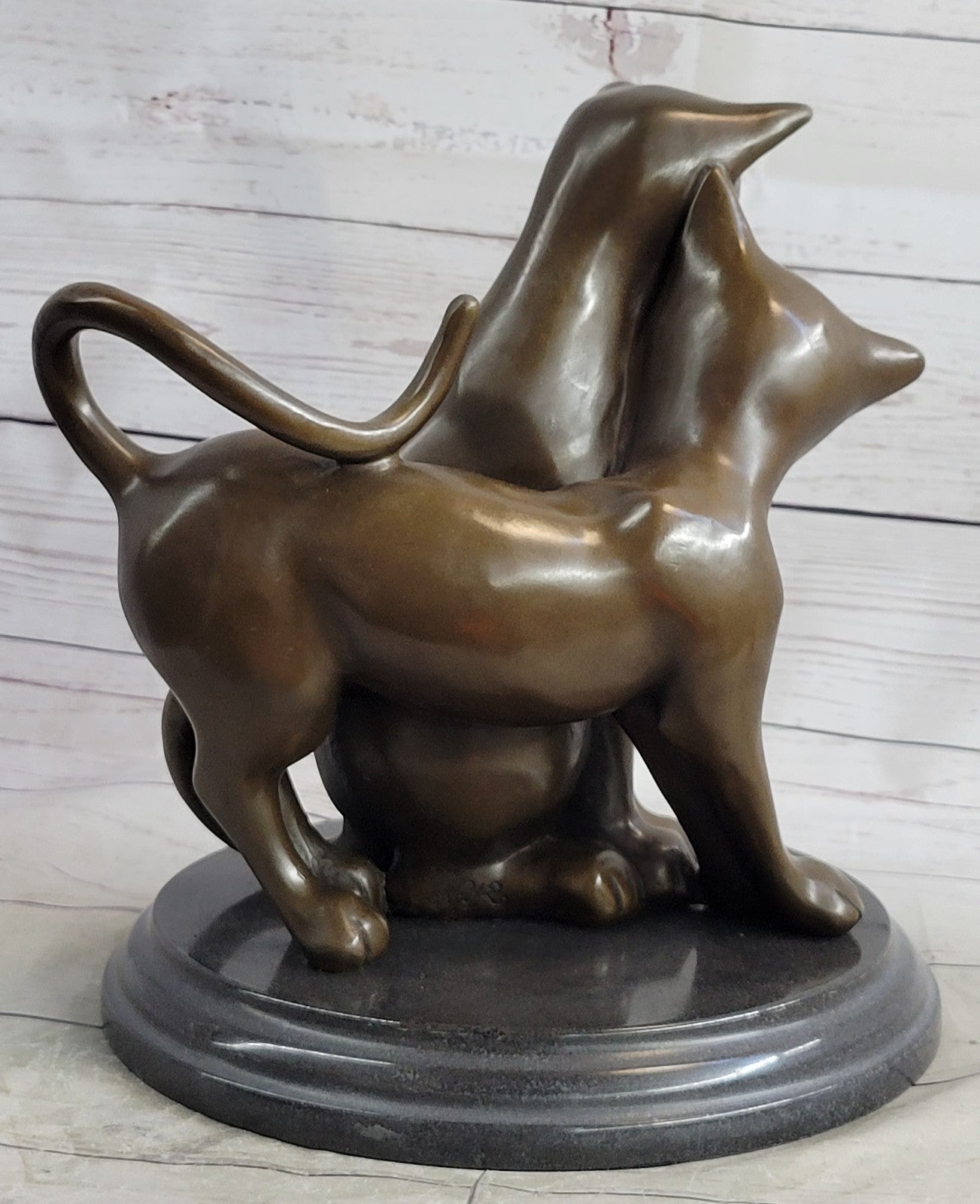 Hand Made European Made two Gorgeous Playful Cats Bronze Statue home and Garden