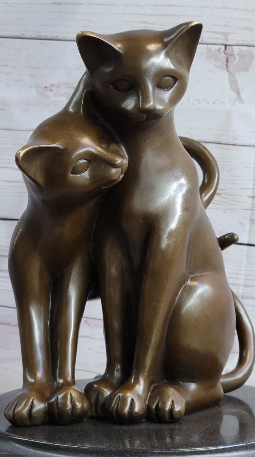 Hand Made European Made two Gorgeous Playful Cats Bronze Statue home and Garden