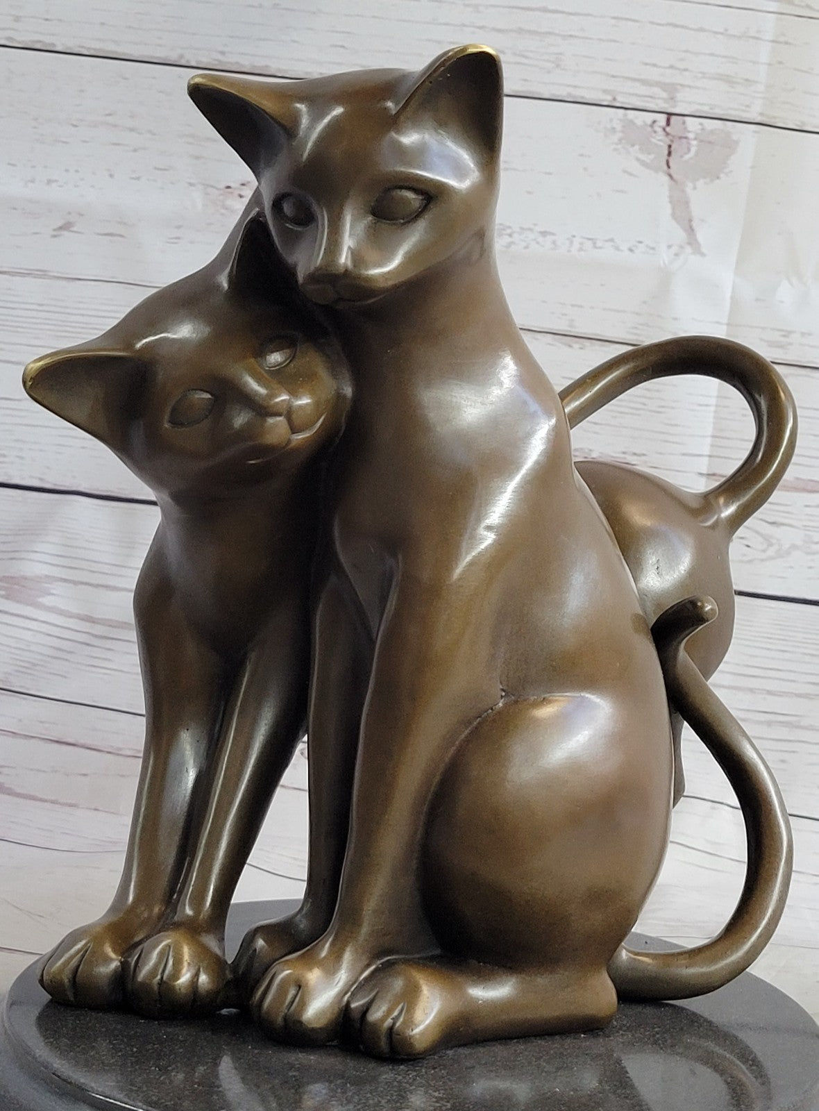 Hand Made European Made two Gorgeous Playful Cats Bronze Statue home and Garden