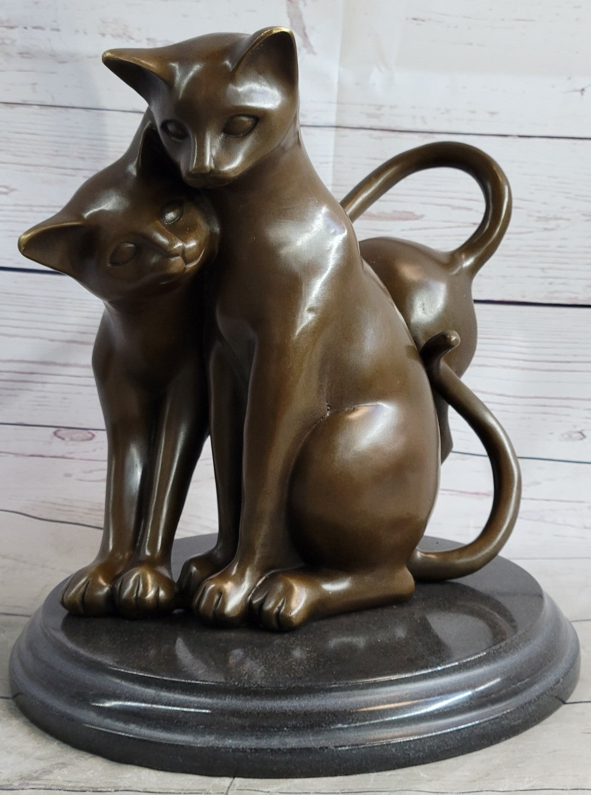 Hand Made European Made two Gorgeous Playful Cats Bronze Statue home and Garden