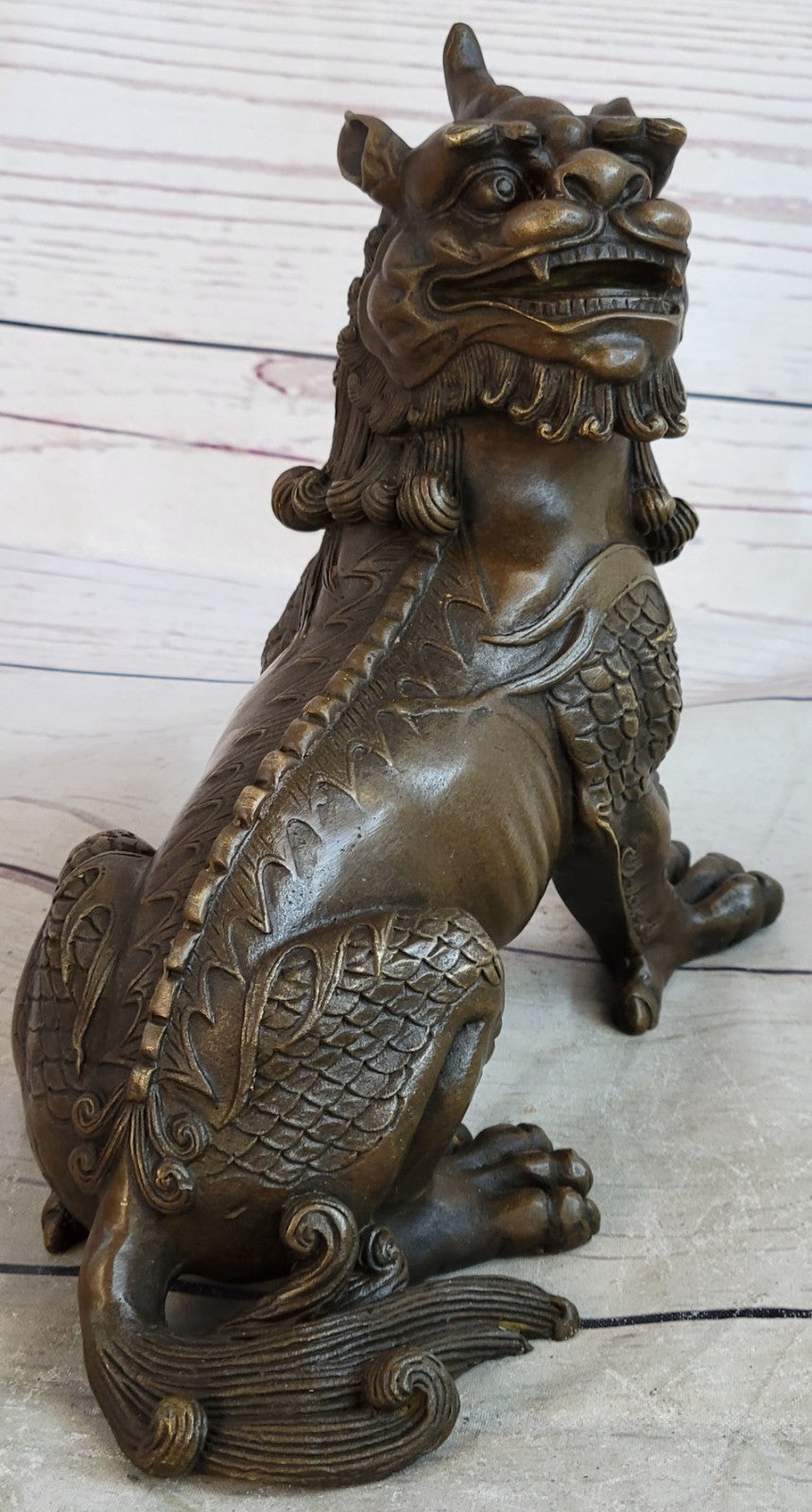 Rare Vintage Chinese Bronze Auspicious Lion Foo Dog Statue Artwork