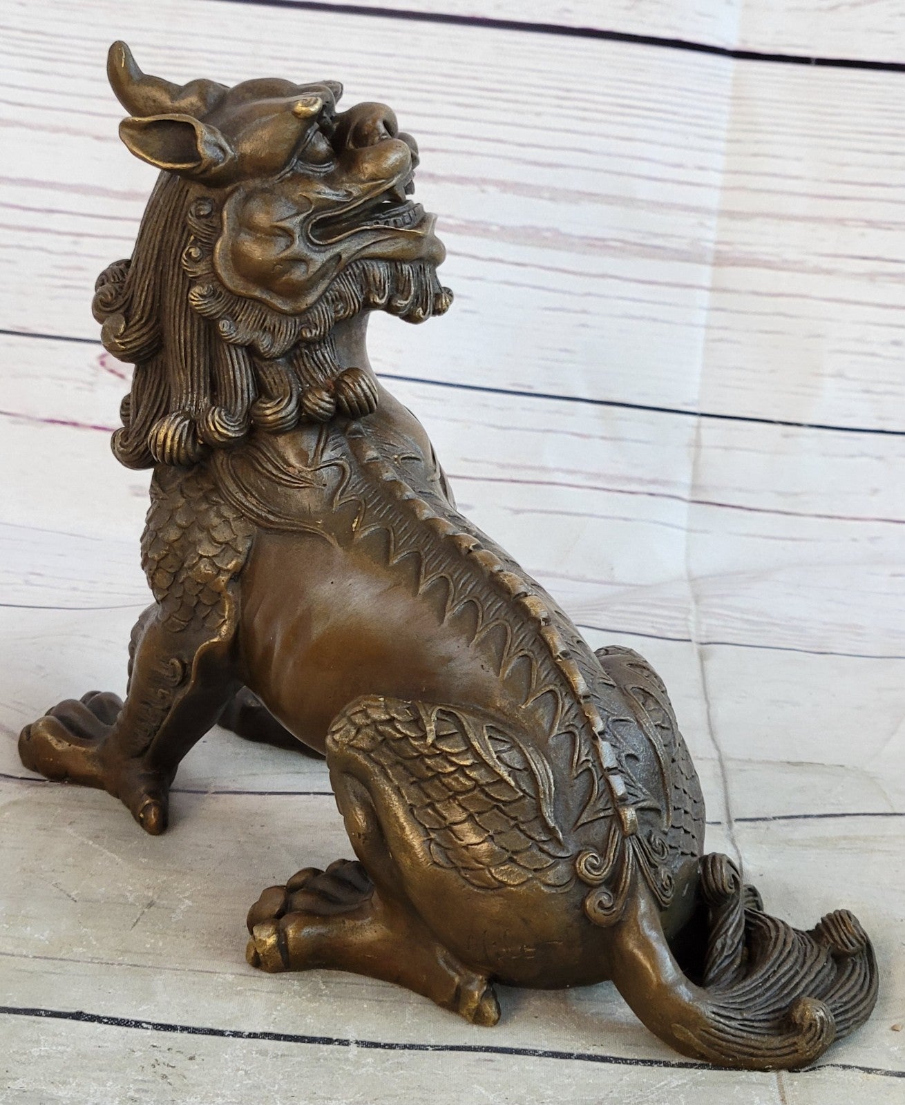 Rare Vintage Chinese Bronze Auspicious Lion Foo Dog Statue Artwork