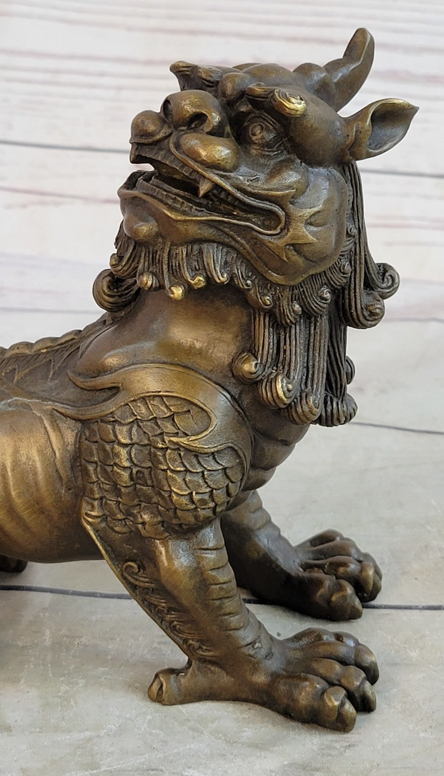 Rare Vintage Chinese Bronze Auspicious Lion Foo Dog Statue Artwork