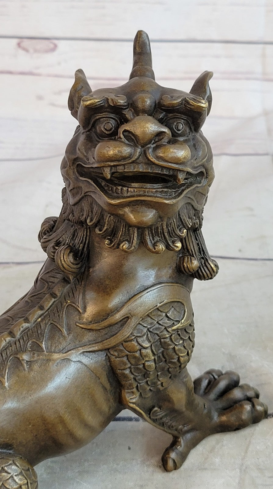 Rare Vintage Chinese Bronze Auspicious Lion Foo Dog Statue Artwork