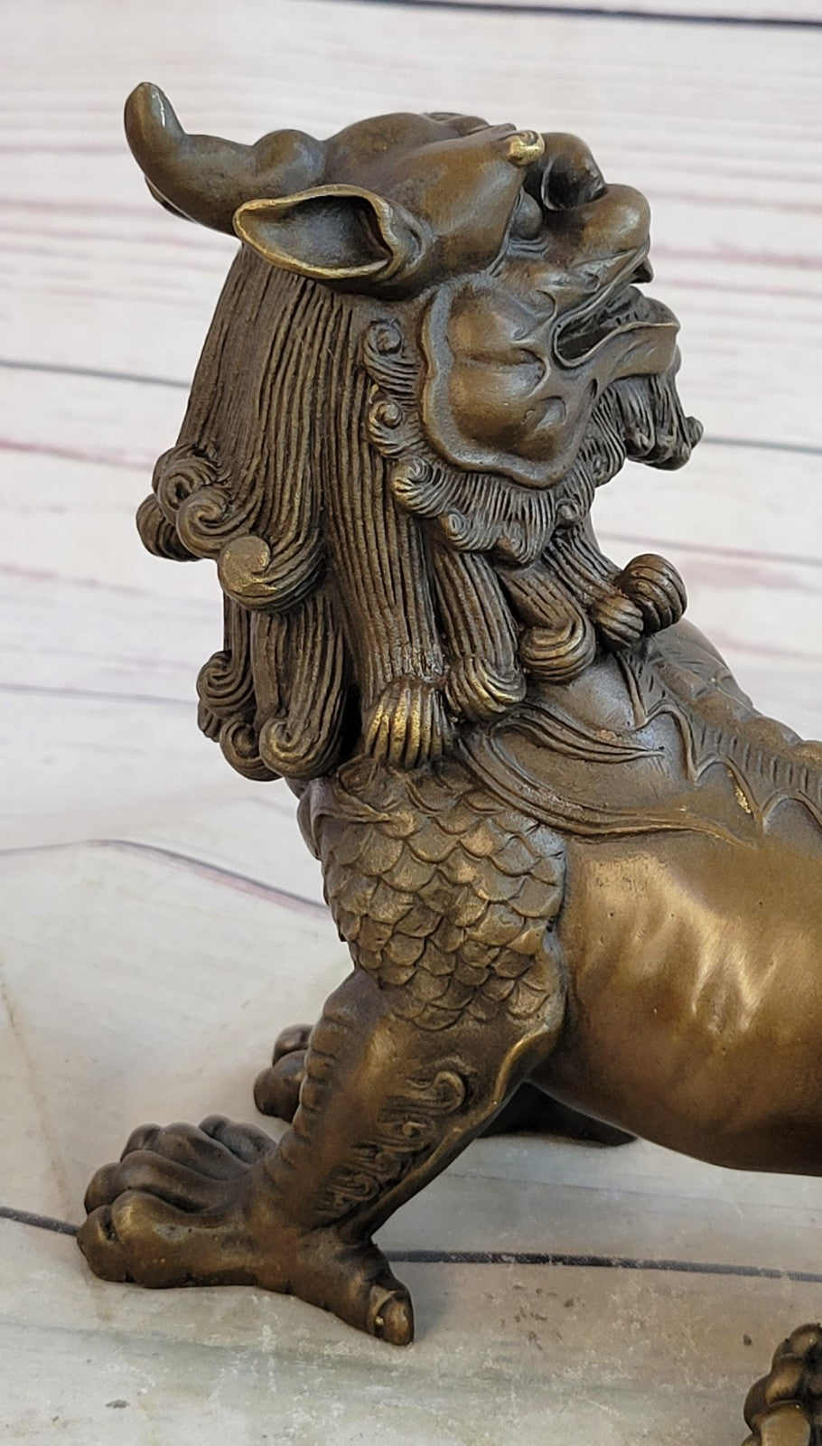 Rare Vintage Chinese Bronze Auspicious Lion Foo Dog Statue Artwork