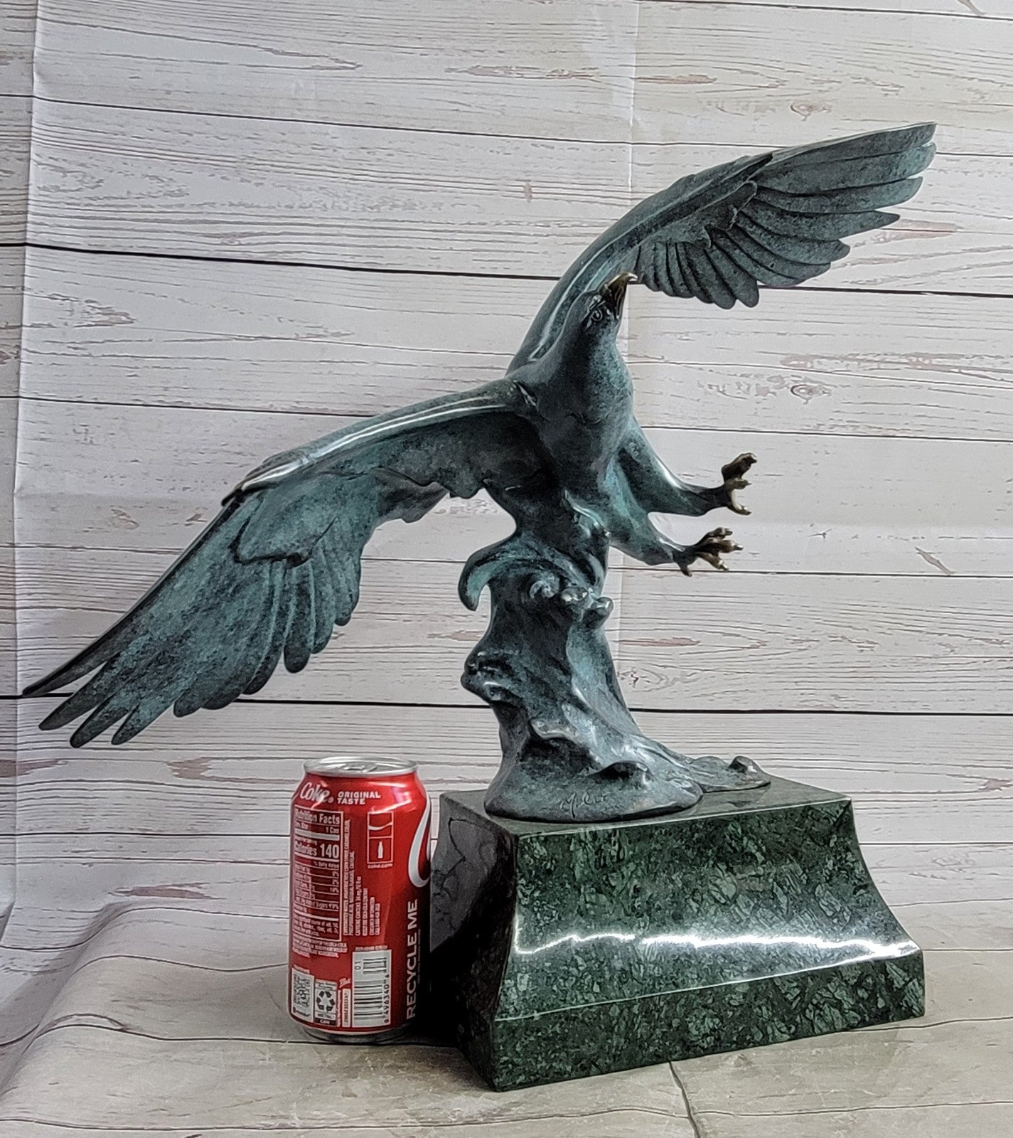 Art Deco Hot Cast Collectible Falcon Eagle Bronze Sculpture Marble Base Statue