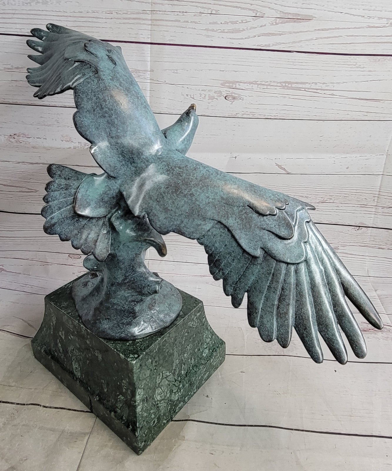 Art Deco Hot Cast Collectible Falcon Eagle Bronze Sculpture Marble Base Statue