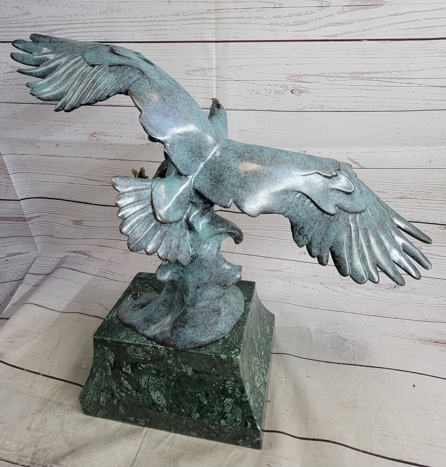 Art Deco Hot Cast Collectible Falcon Eagle Bronze Sculpture Marble Base Statue