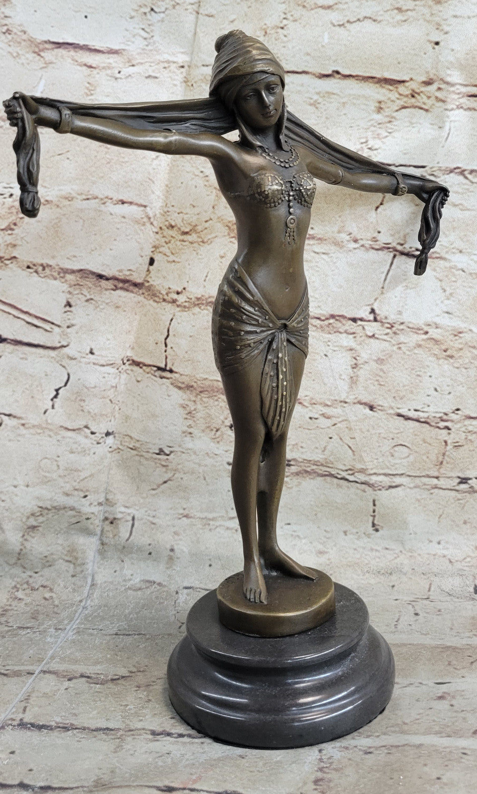 Handcrafted bronze sculpture *SALE* Demetrius Chiparus Romanin On Marble Dancer