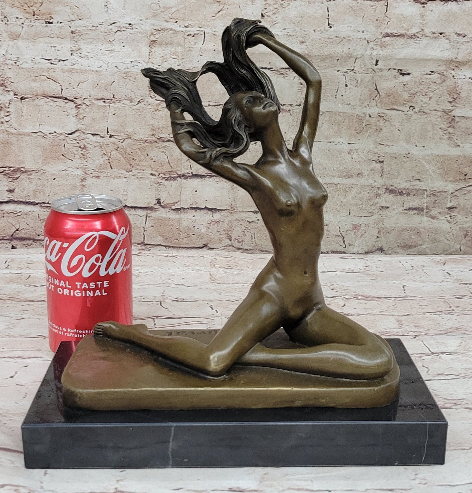 Signed MIRVAL SOLID PURE BRONZE SCULPTURE EROTIC NUDE FEMALE NO RESERVE STATUE