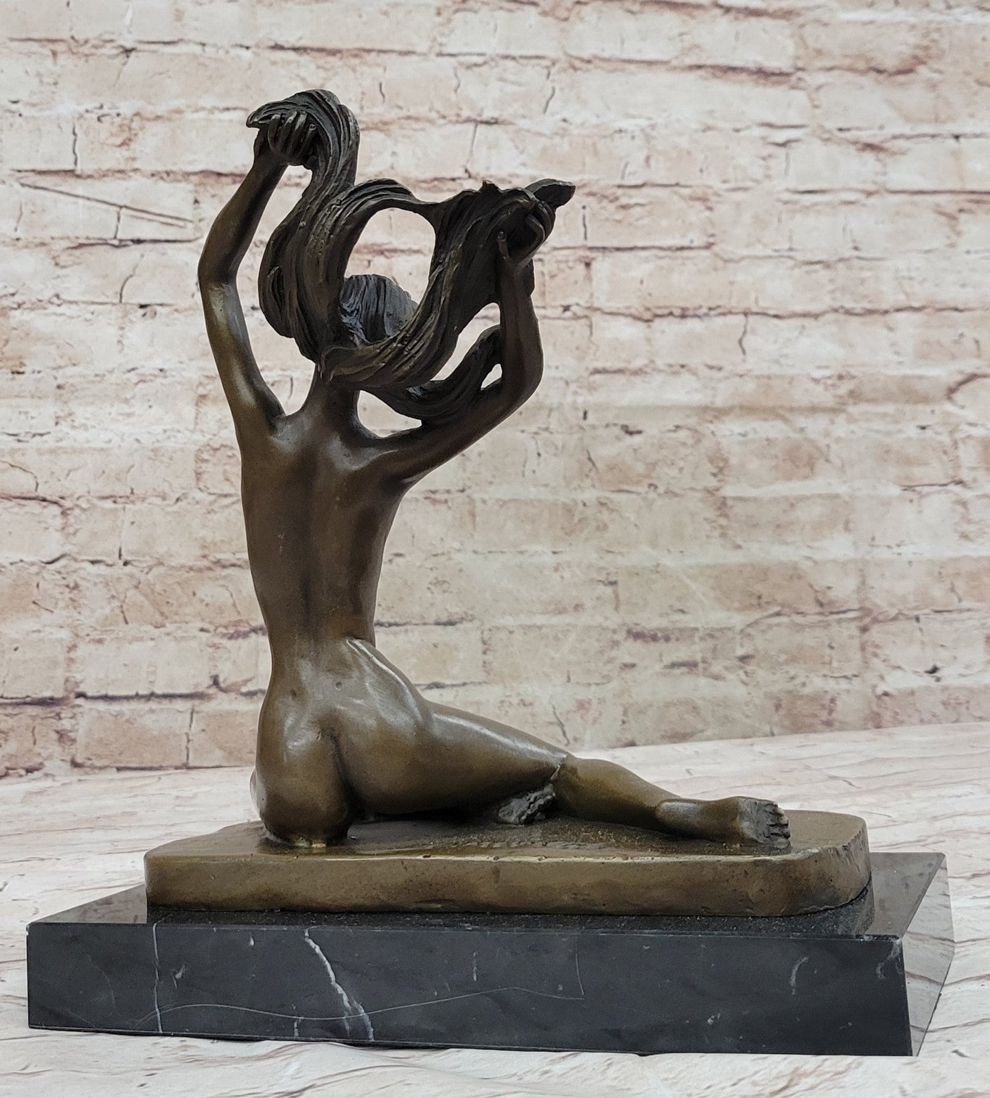 Signed MIRVAL SOLID PURE BRONZE SCULPTURE EROTIC NUDE FEMALE NO RESERVE STATUE