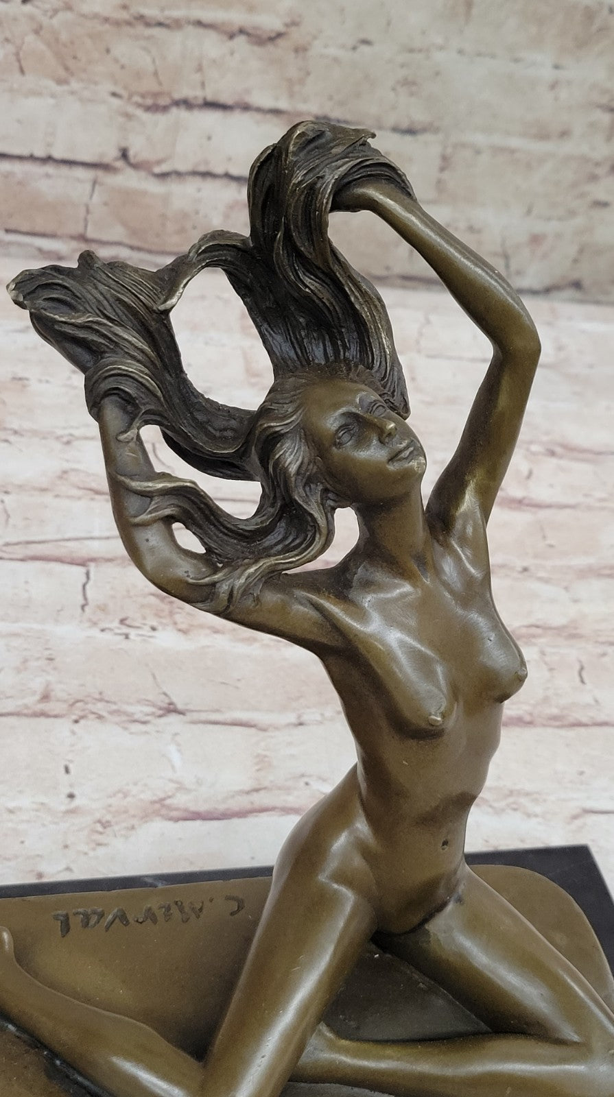 Signed MIRVAL SOLID PURE BRONZE SCULPTURE EROTIC NUDE FEMALE NO RESERVE STATUE