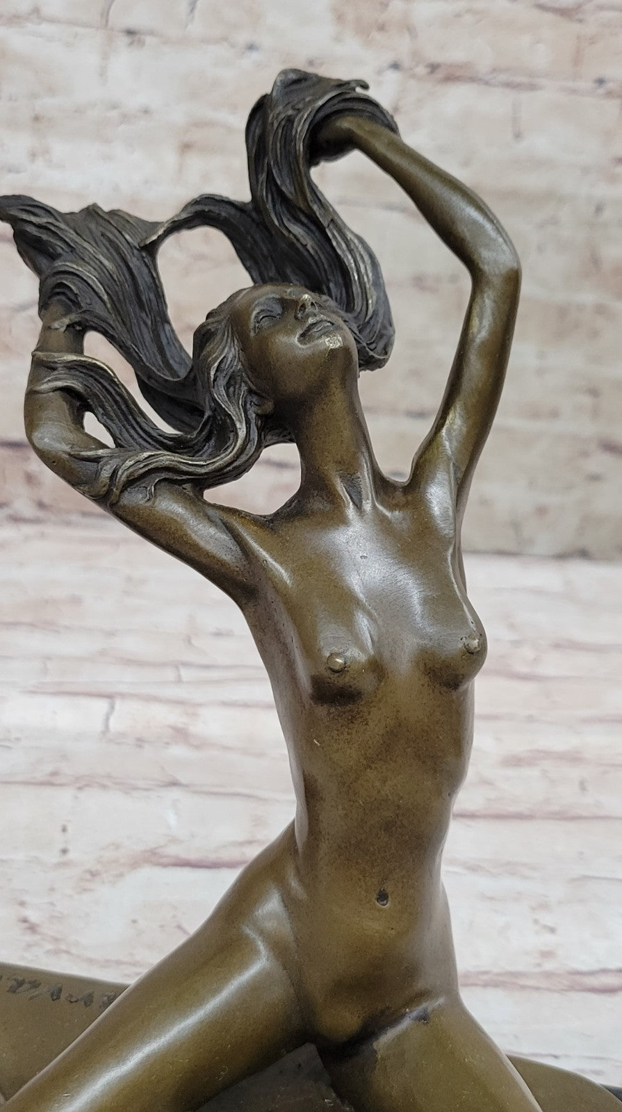 Signed MIRVAL SOLID PURE BRONZE SCULPTURE EROTIC NUDE FEMALE NO RESERVE STATUE