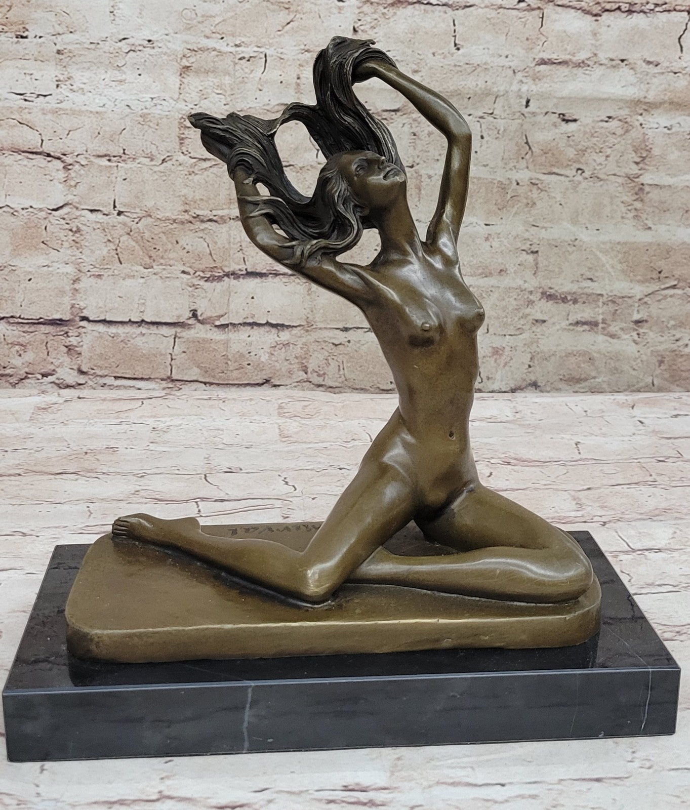 Signed MIRVAL SOLID PURE BRONZE SCULPTURE EROTIC NUDE FEMALE NO RESERVE STATUE