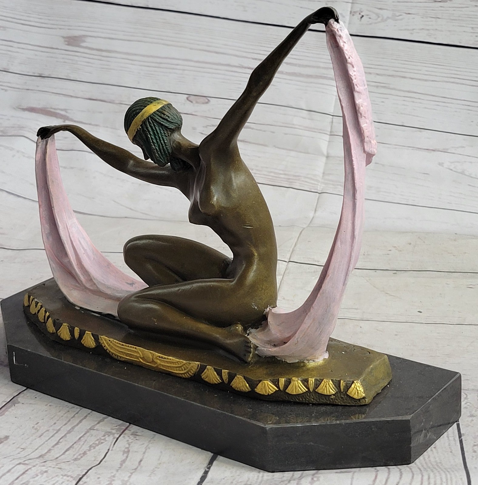 Handcrafted bronze sculpture SALE Marble Mirval By Dancer Nude Graceful