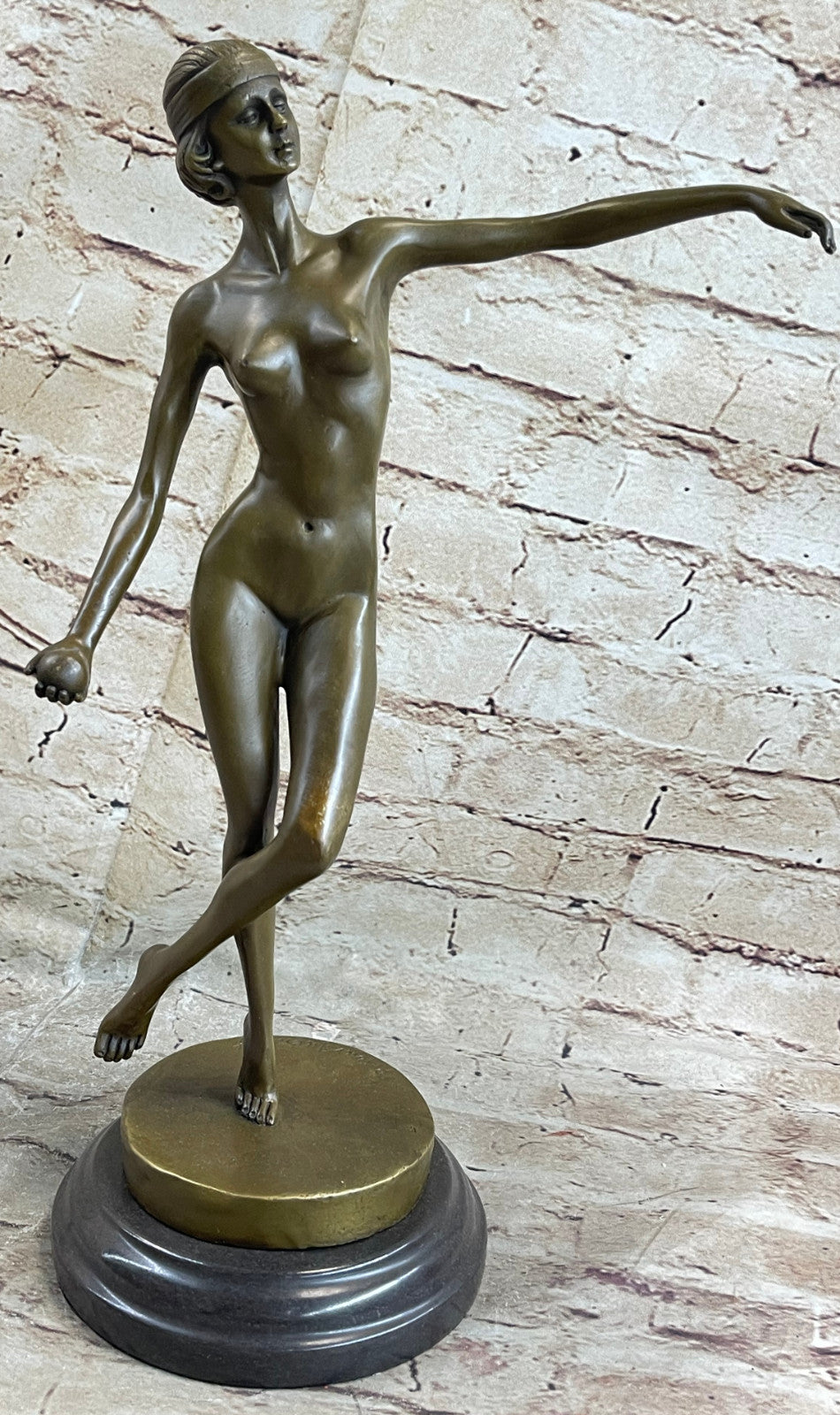 BRONZE NUDE WOMAN Girl Model Erotic sculpture ART statue shades gray dancer Sale