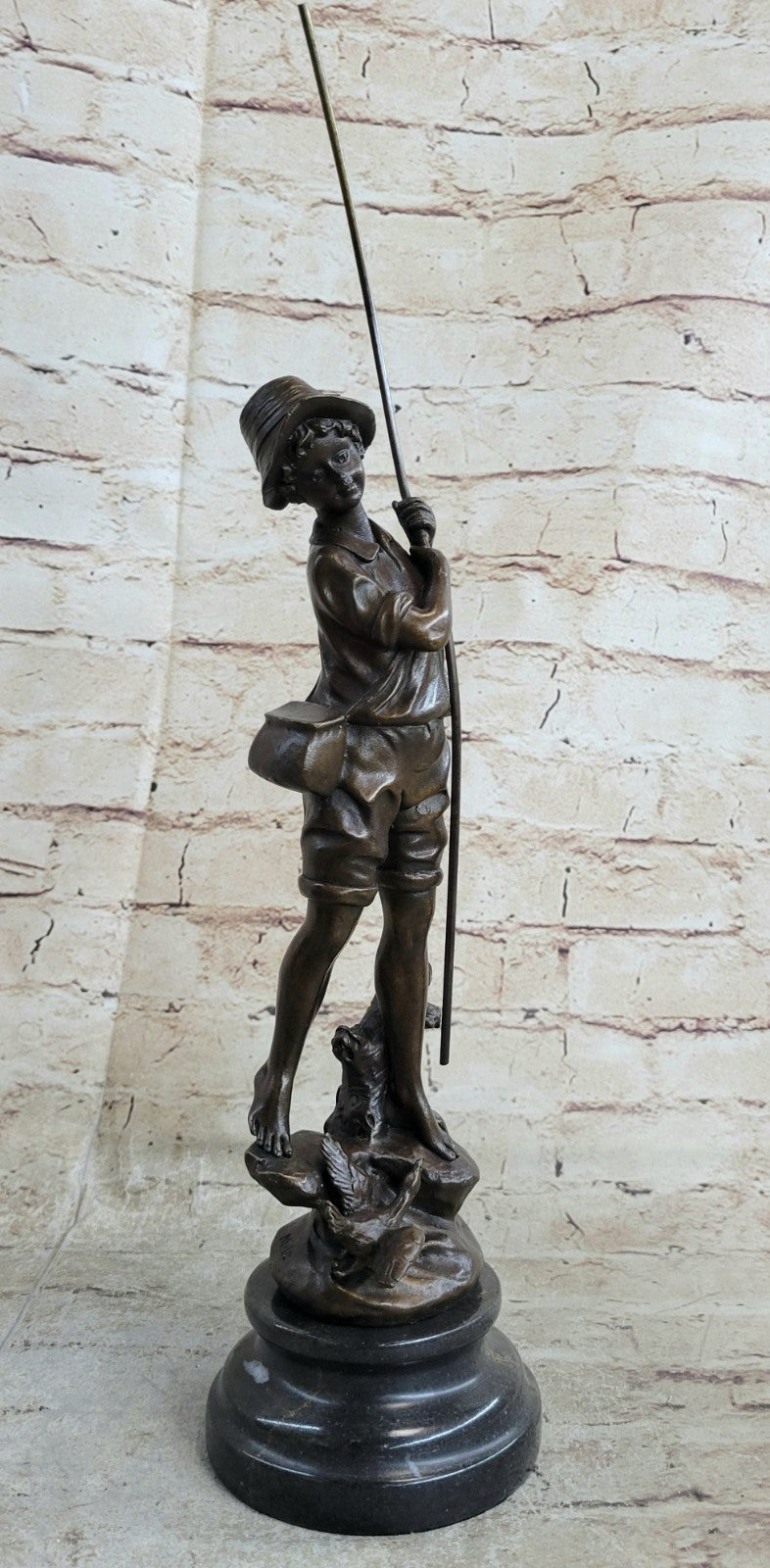 Bronze Fisherman Sculpture: Fly Fisherman by Miguel Lopez Known As Milo Figure