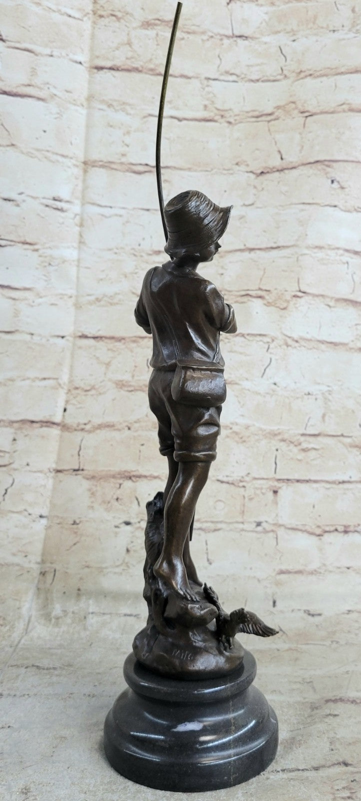 Bronze Fisherman Sculpture: Fly Fisherman by Miguel Lopez Known As Milo Figure