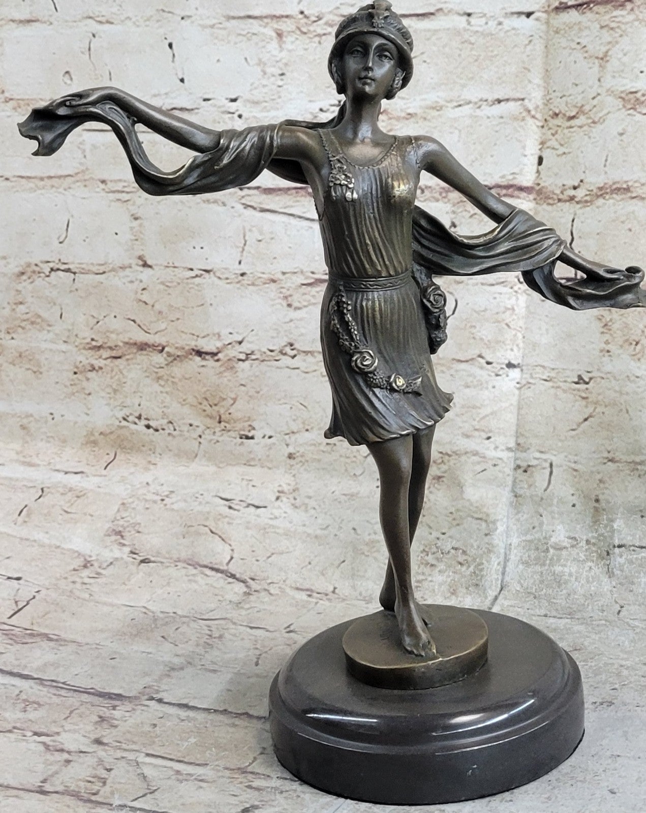 Art Deco Special Patina Mirval Designer Actress Bronze Sculpture Figurine Decor