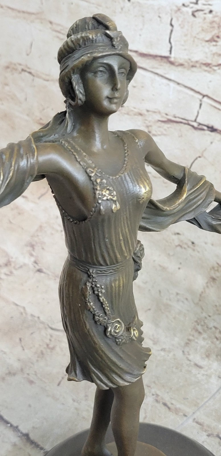 Art Deco Special Patina Mirval Designer Actress Bronze Sculpture Figurine Decor