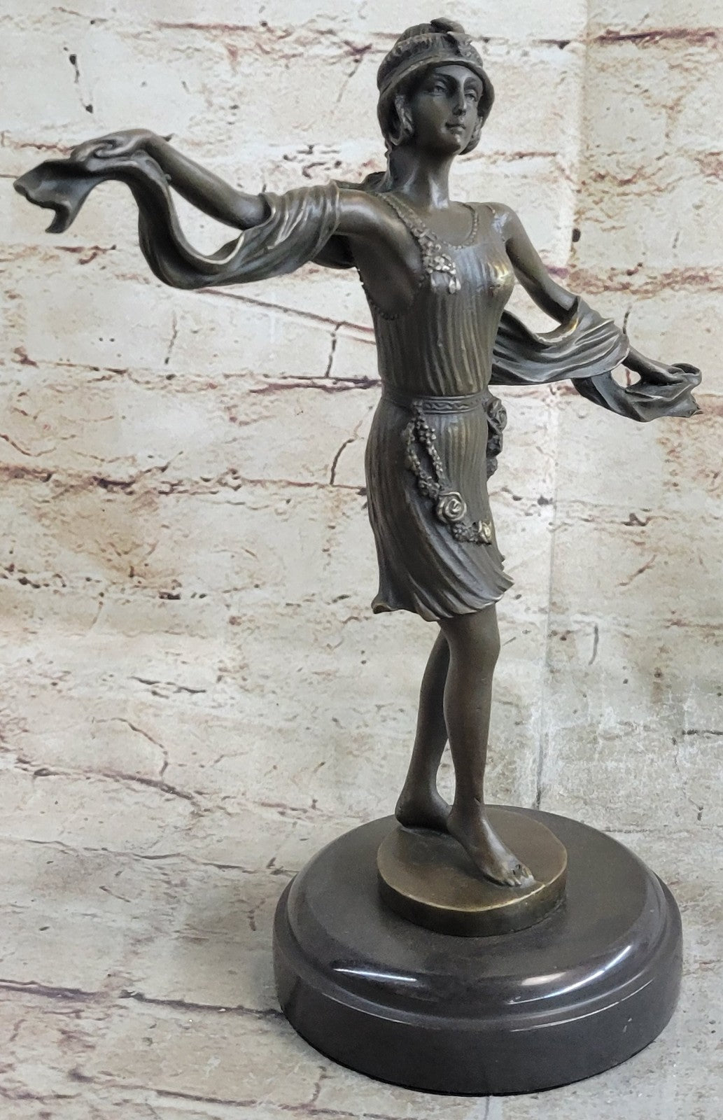 Art Deco Special Patina Mirval Designer Actress Bronze Sculpture Figurine Decor