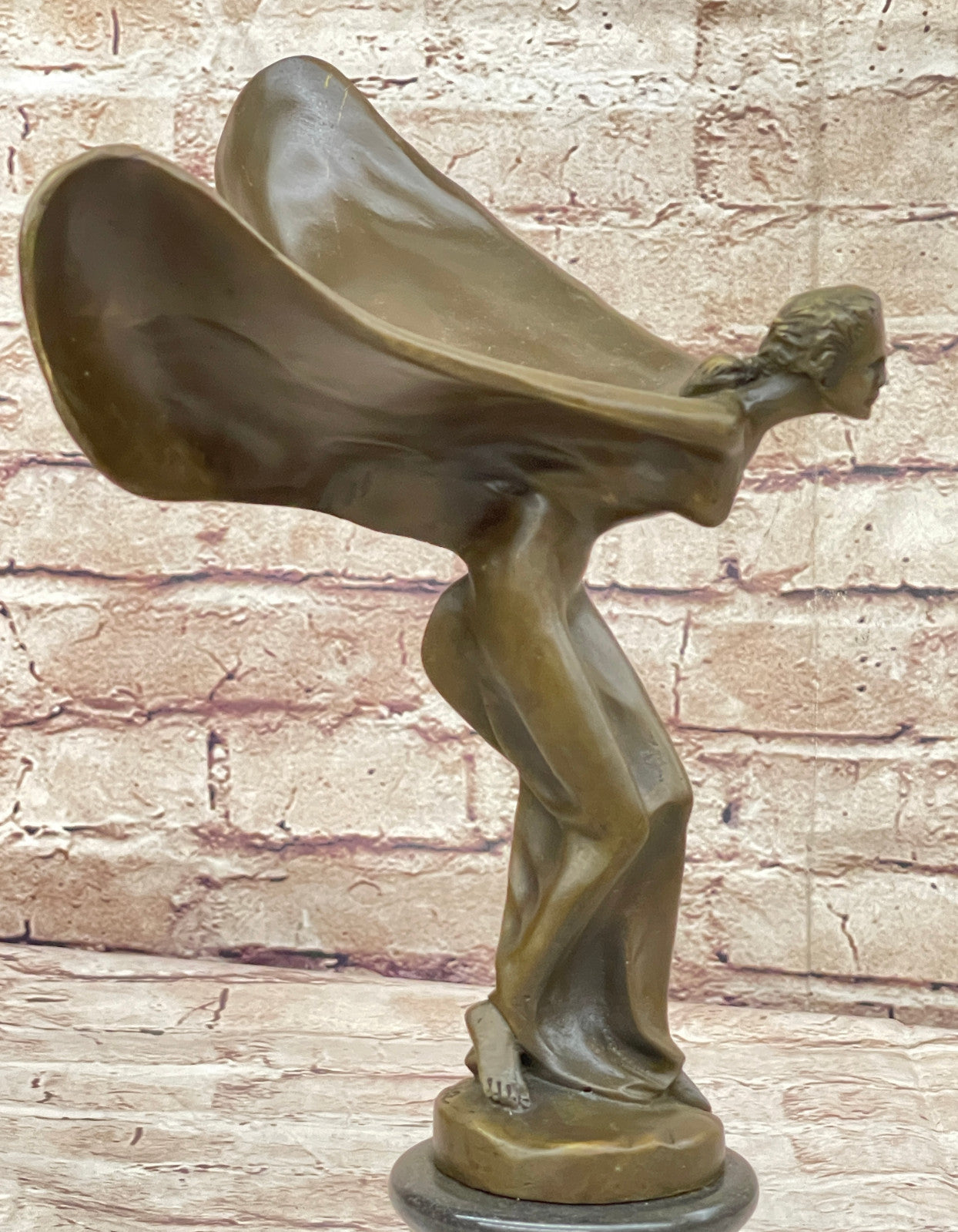 Bronze Art Nouveau Spirit of Ecstasy Handmade Statue Home Office Decor