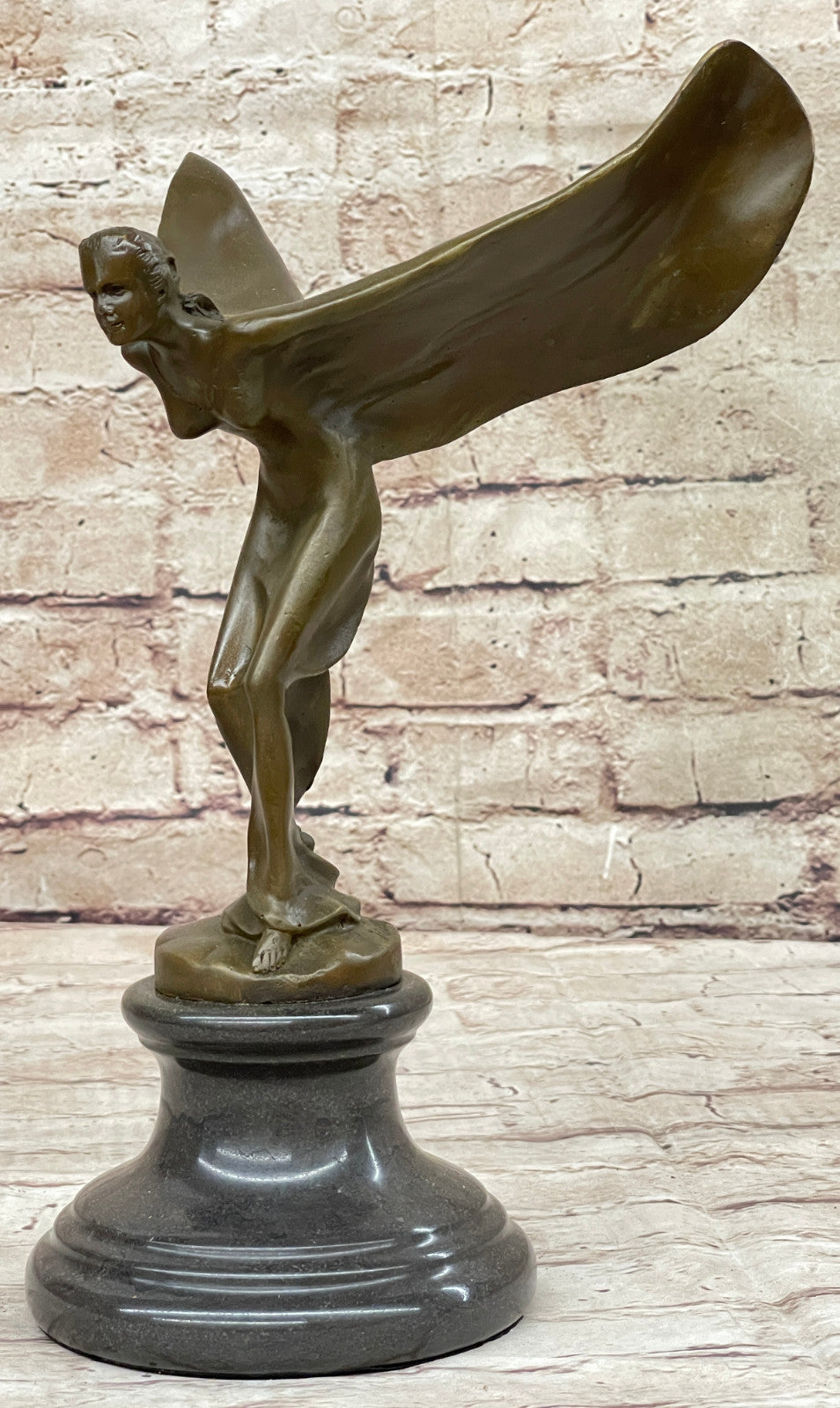 Bronze Art Nouveau Spirit of Ecstasy Handmade Statue Home Office Decor