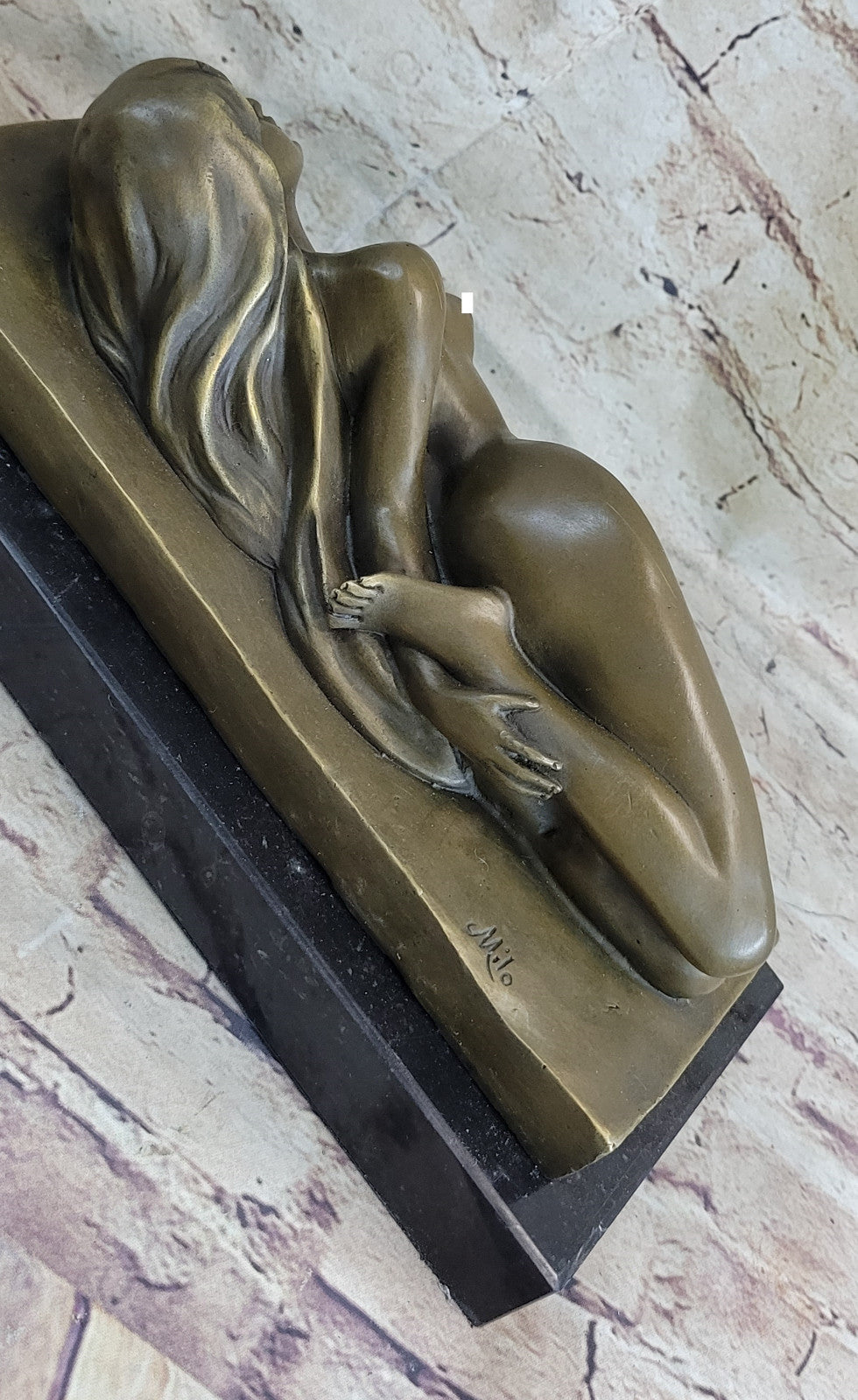 Bronze Metal Statue Marble Nude Naked Female Art Nouveau Famous Sculpture