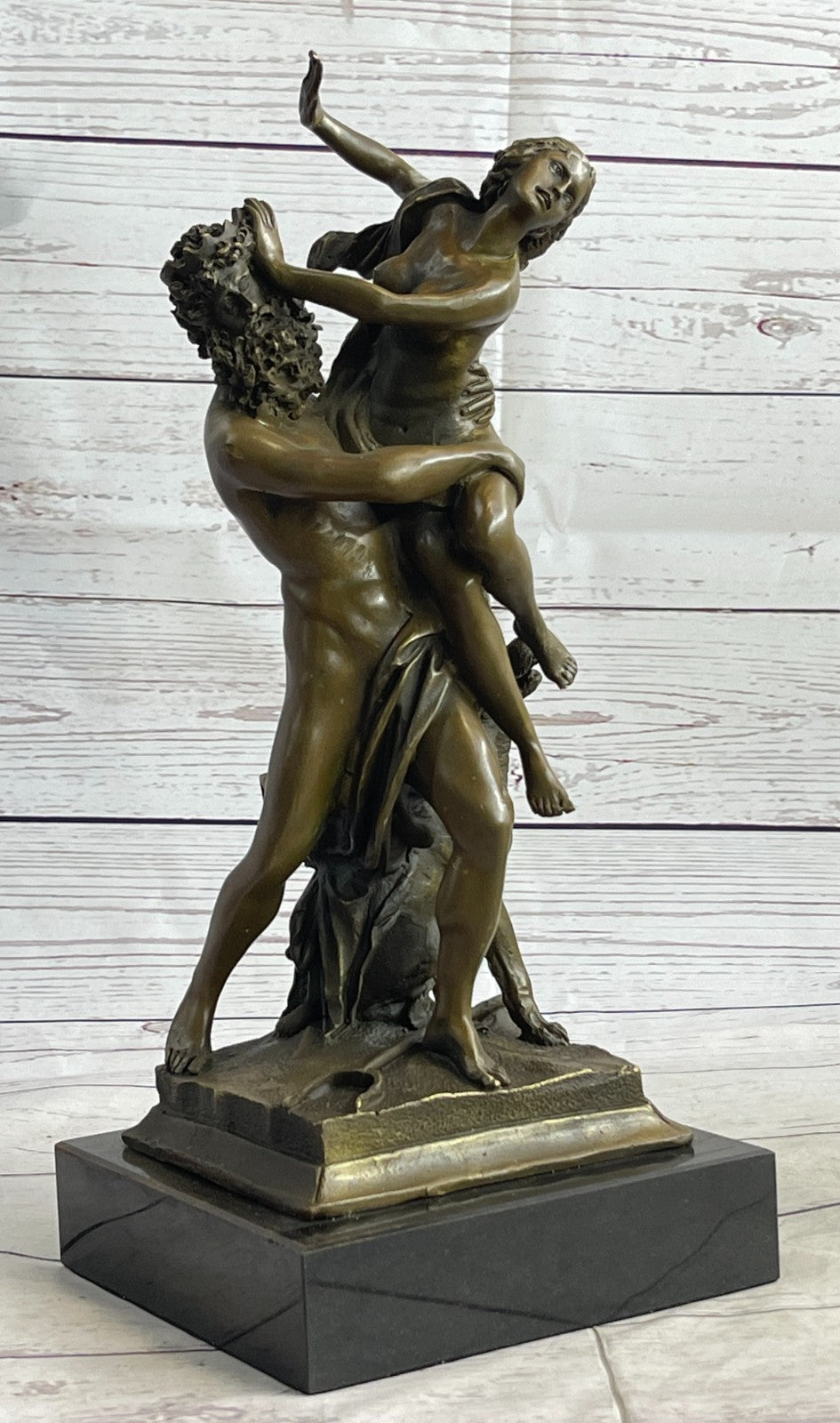 Handcrafted bronze sculpture Nude Sabine Of Abduction Pluto God Greek Signed