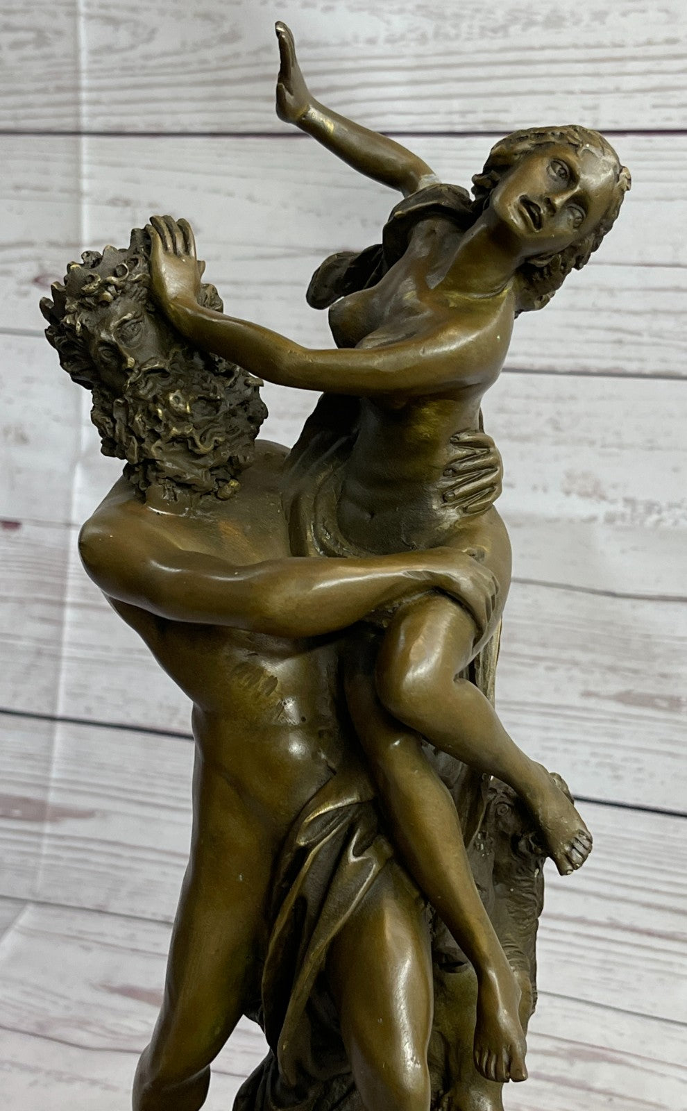 Handcrafted bronze sculpture Nude Sabine Of Abduction Pluto God Greek Signed