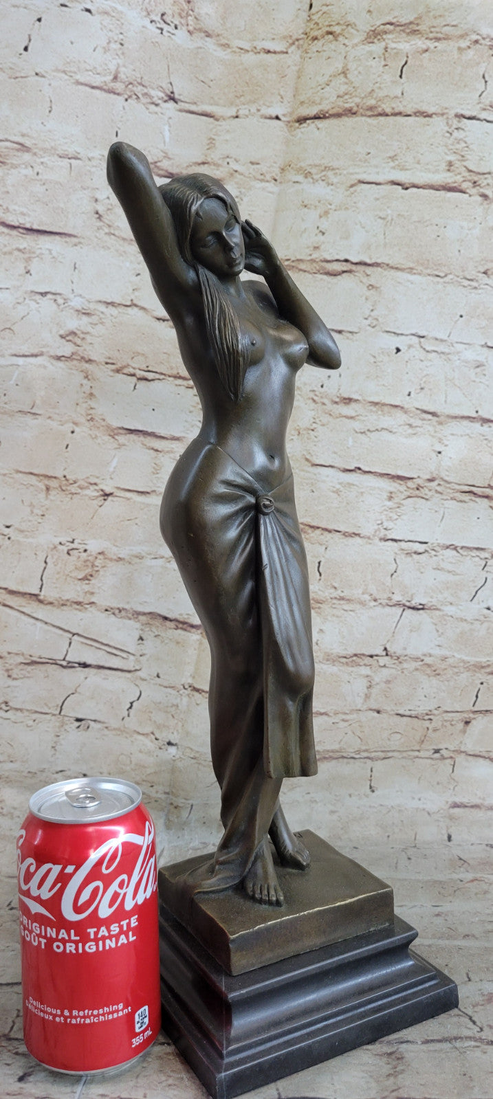 Signed Real Aldo Vitaleh 1920 Style Model Bronze Sculpture Marble Statue Nude